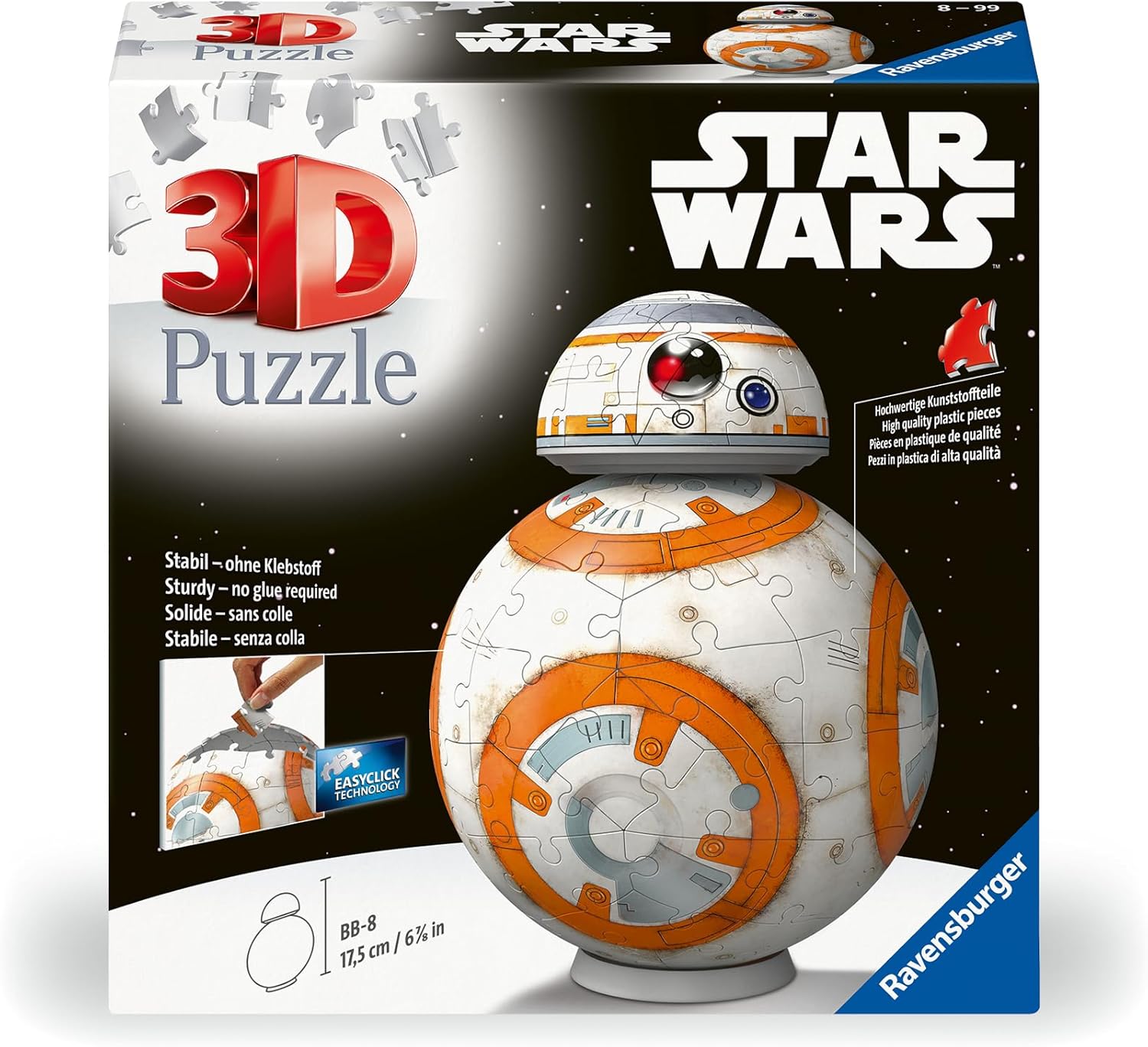 Ravensburger Star Wars BB-8 3D Puzzle - 99-Piece Plastic Building Set for Kids Age 8 and Up 3