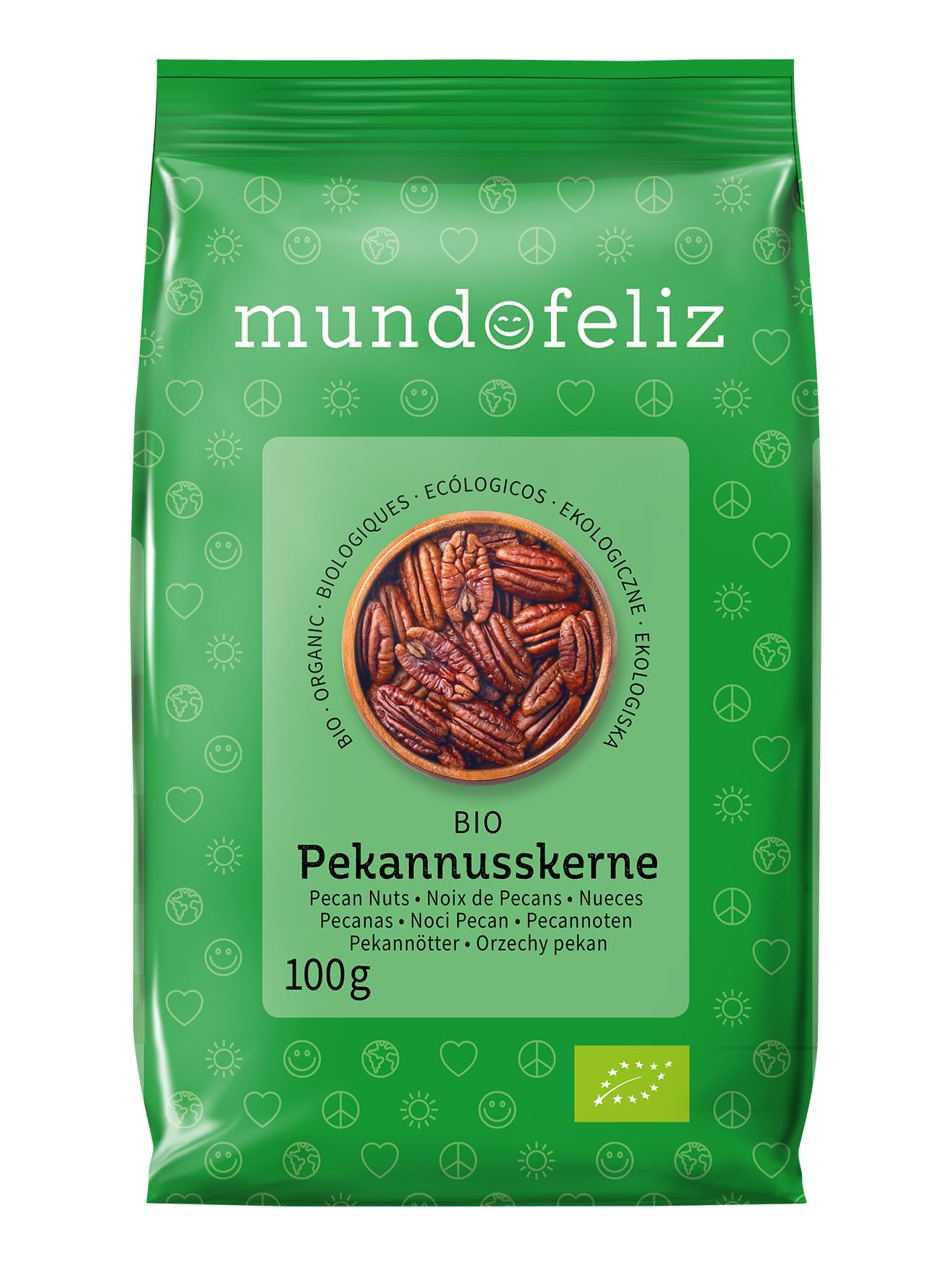 Mundo Feliz Organic Pecan Nuts - 5 x 100g Pack | Protein Source | Unsalted