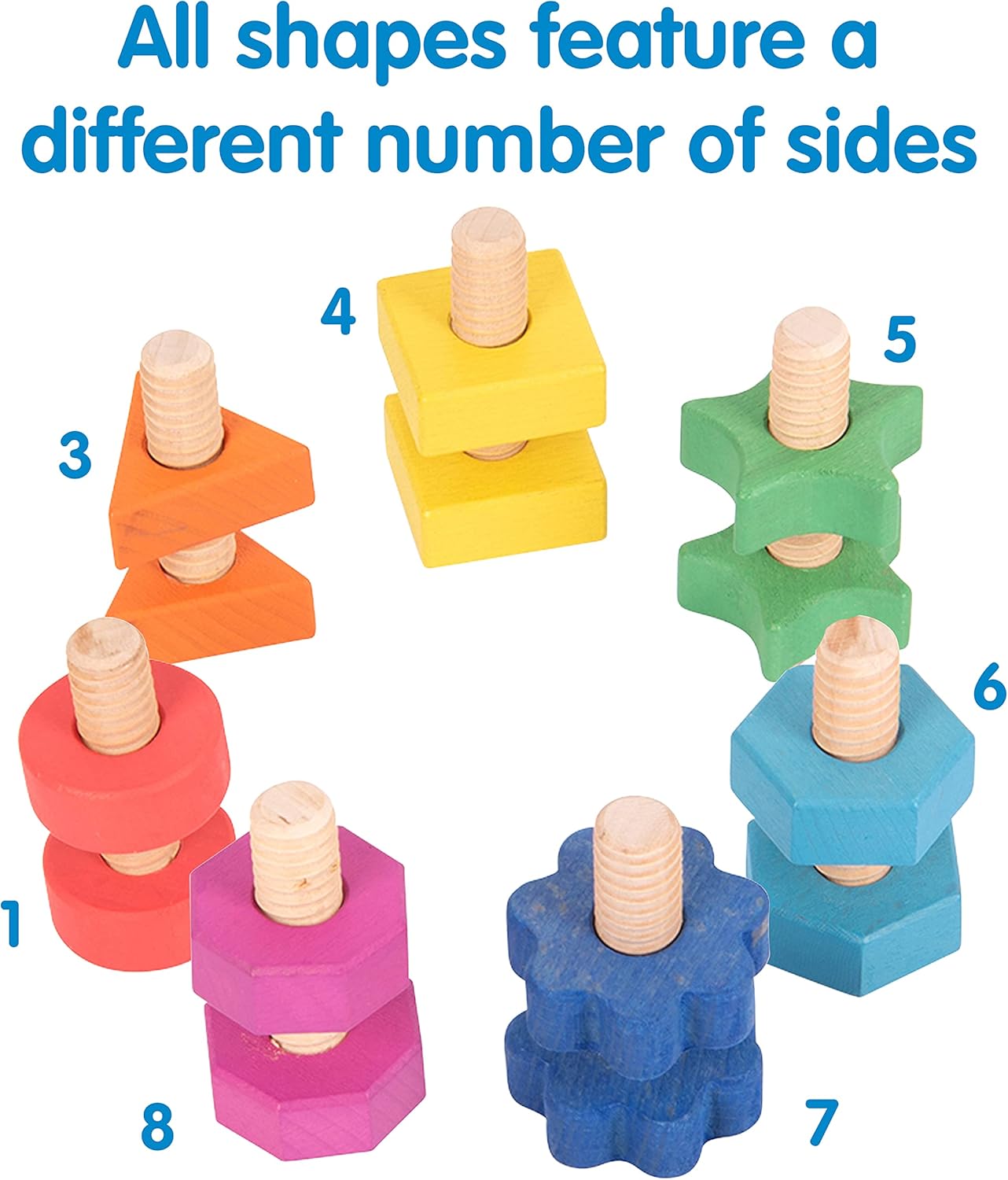 TickiT Rainbow Wooden Nuts & Bolts Pack - Educational Toddler Toy for Fine Motor Skills 7