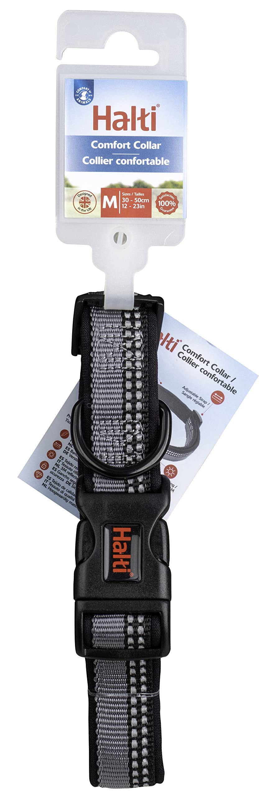 Halti Collar - Small Size Black | Reflective 3M Scotchlite | Neoprene-Padded Nylon