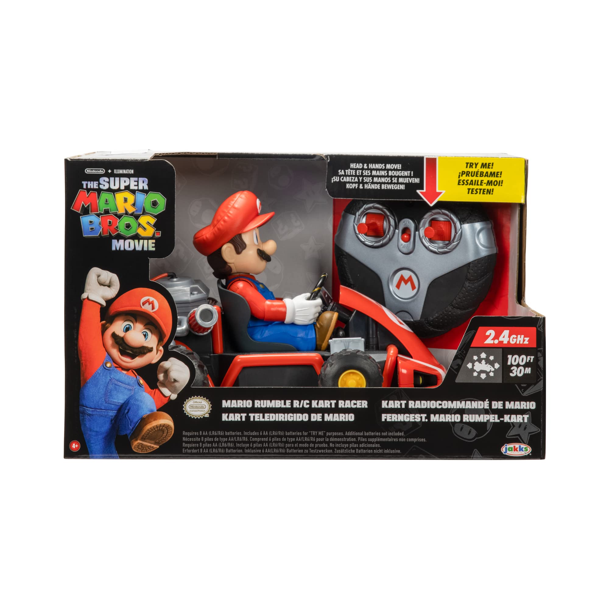 THE SUPER MARIO BROS. MOVIE R/C Car - Full Function 2.4GHz | 100ft Range | Mario Figure Moves | Flashing Light 4