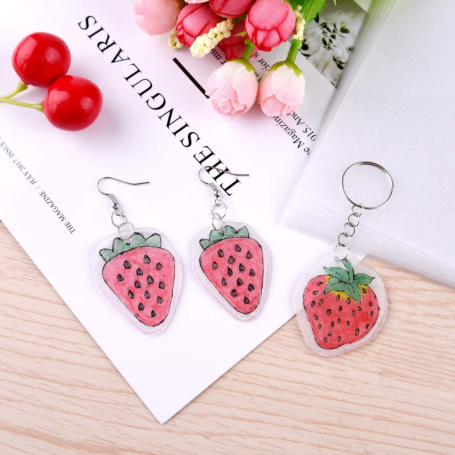 ASTARON 181Pcs Shrinking Plastic Sheets Kit - DIY Craft Kit for Keychains, Earrings & Jewelry for Kids & Adults 6