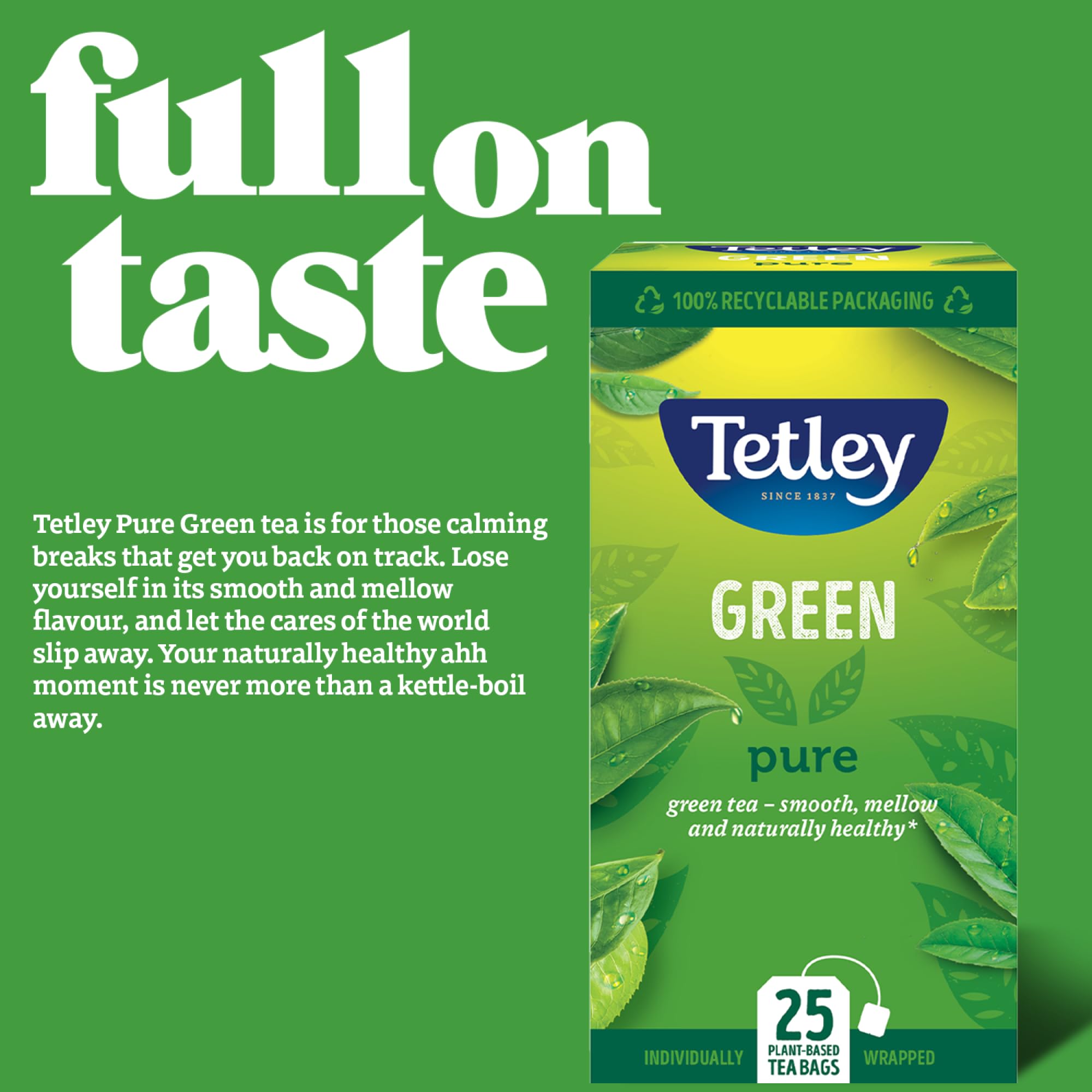 Tetley Pure Green Tea Bags - Naturally Smooth & Refreshing - Rainforest Alliance Certified - 150 Teabags (6x25) 4
