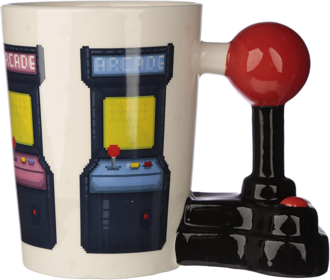 Puckator Game Over Joystick Mug - Gaming Themed Ceramic Coffee Cup with Arcade Decal, 400ml Capacity, UK Design