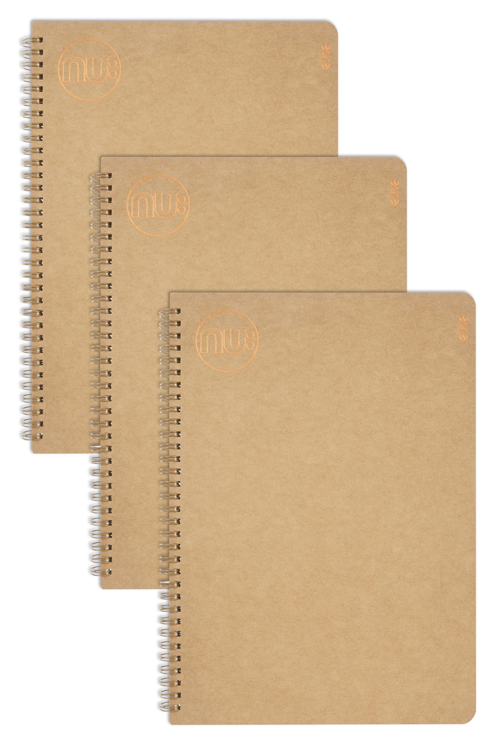 nu: Kraft Range A4 Wirebound Notebook - 160 Pages Ruled Cream Paper | 3 Pack 1