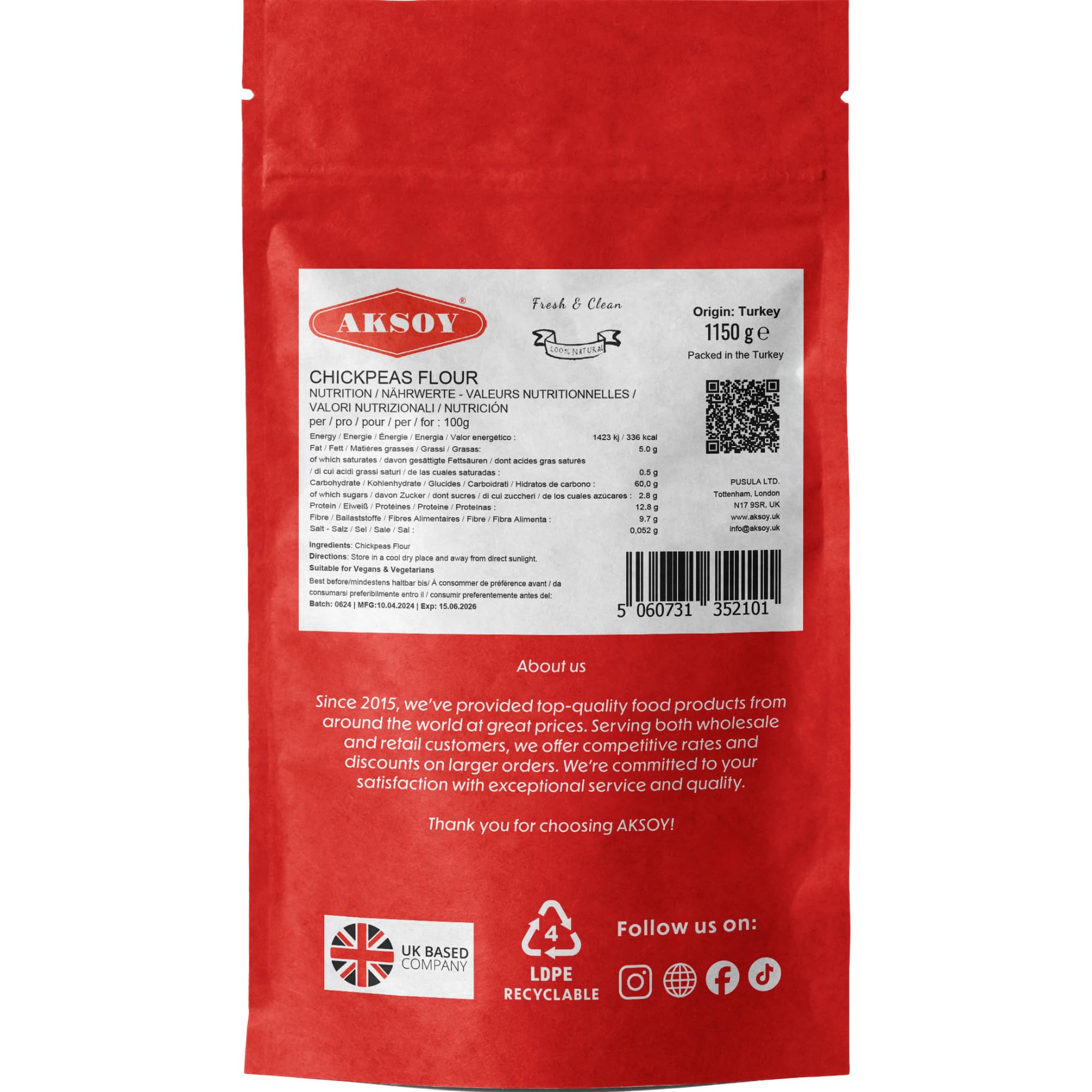 Aksoy Chickpeas Flour 1150gr | High Protein, Gluten-Free Baking & Cooking Flour 8