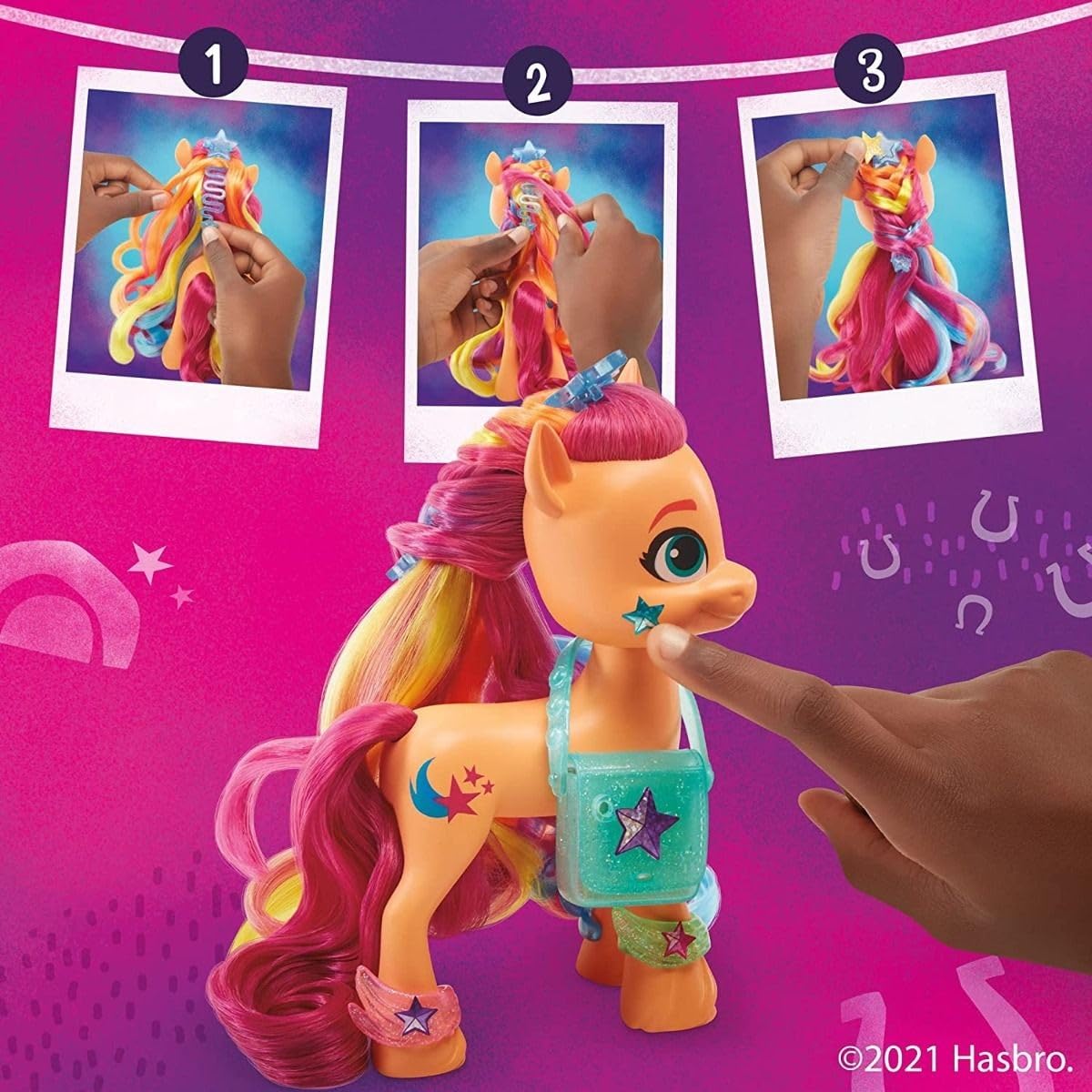 My Little Pony Rainbow Reveal Sunny Starscout - 6-Inch Orange Pony Toy with Rainbow Braid | 17 Accessories