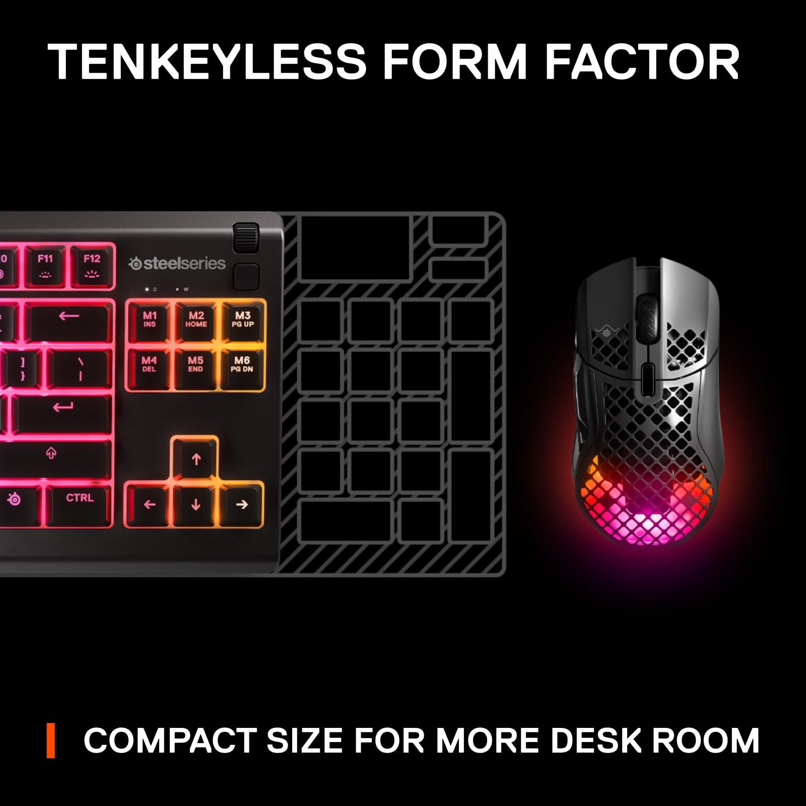 SteelSeries Apex 3 TKL RGB Gaming Keyboard - Tenkeyless Compact Design - IP32 Water & Dust Resistant - English QWERTY - Black 7