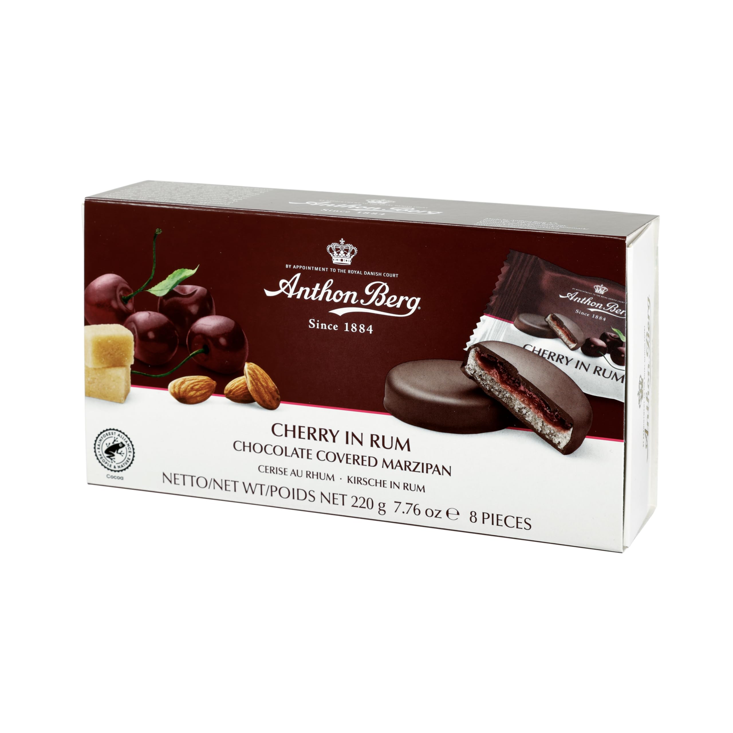 Anthon Berg Dark Chocolate Covered Marzipan Treats - Cherry in Rum 220g
