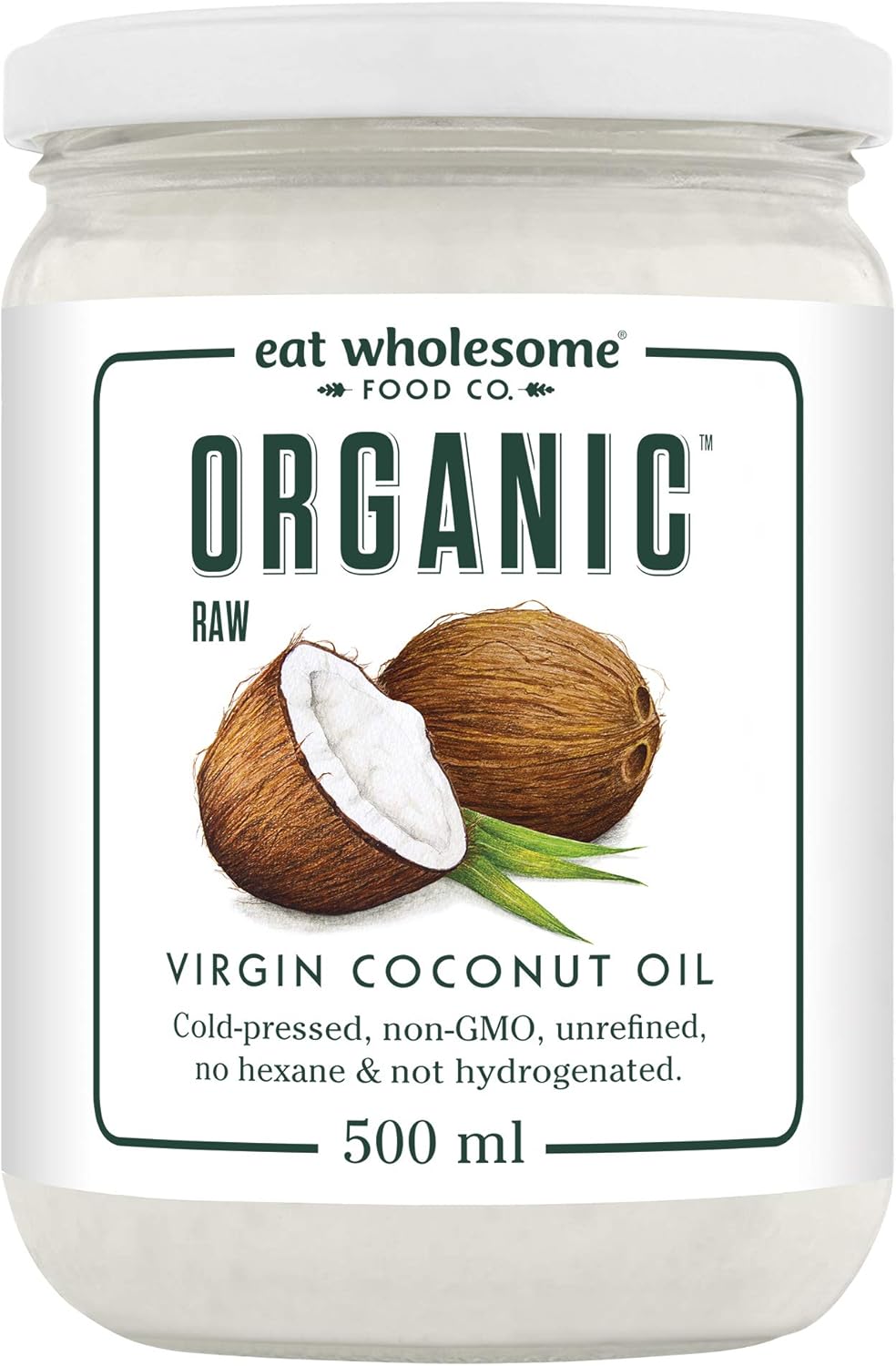 Eat Wholesome - Organic Raw Cold-Pressed Virgin Coconut Oil (500 ml)