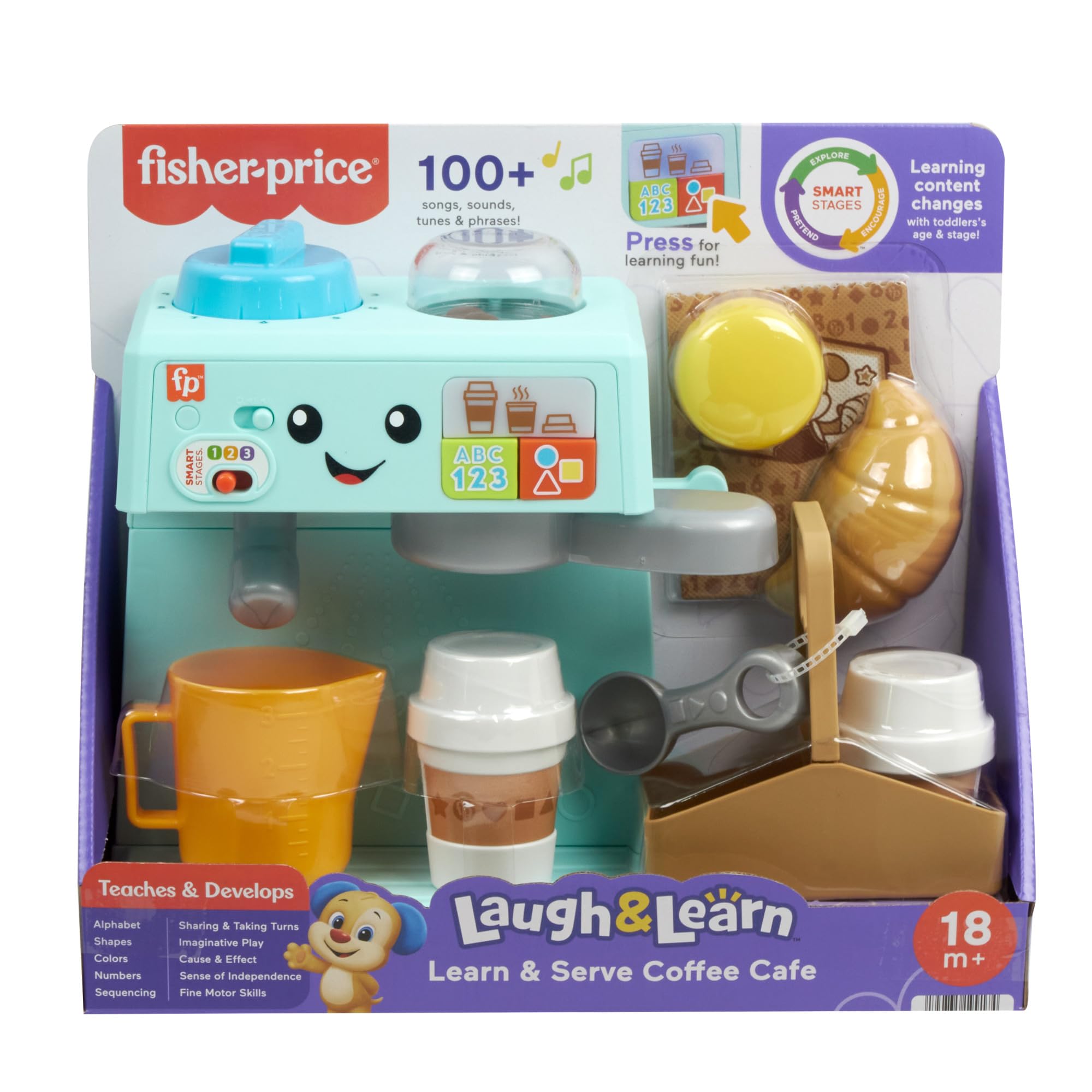 Fisher-Price Learn & Serve Coffee Café Playset - Interactive Toddler Toy with Smart Stages 6