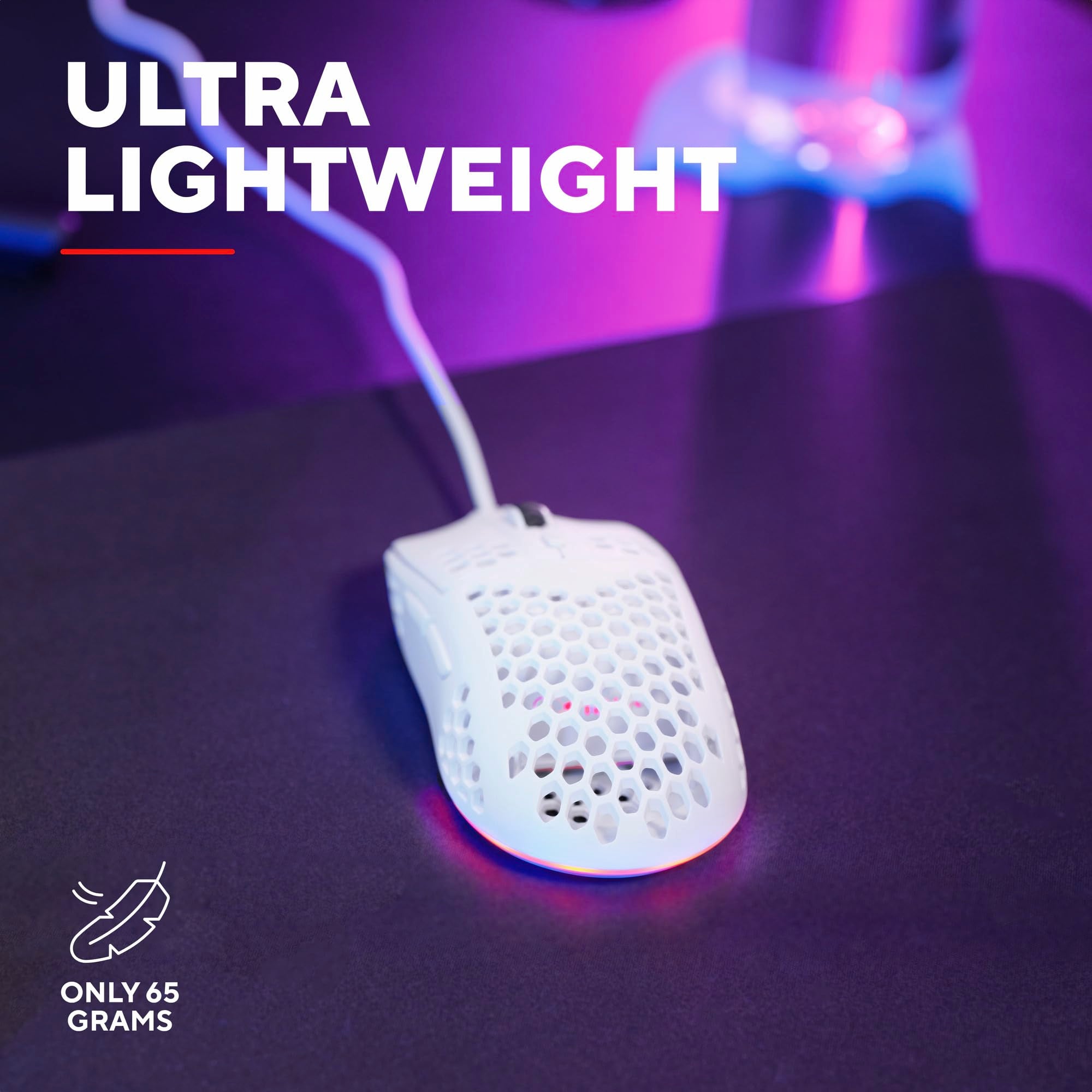 Trust Gaming GXT 928W Helox White Ultra-Lightweight 65g Wired Gaming Mouse with RGB Lighting 13