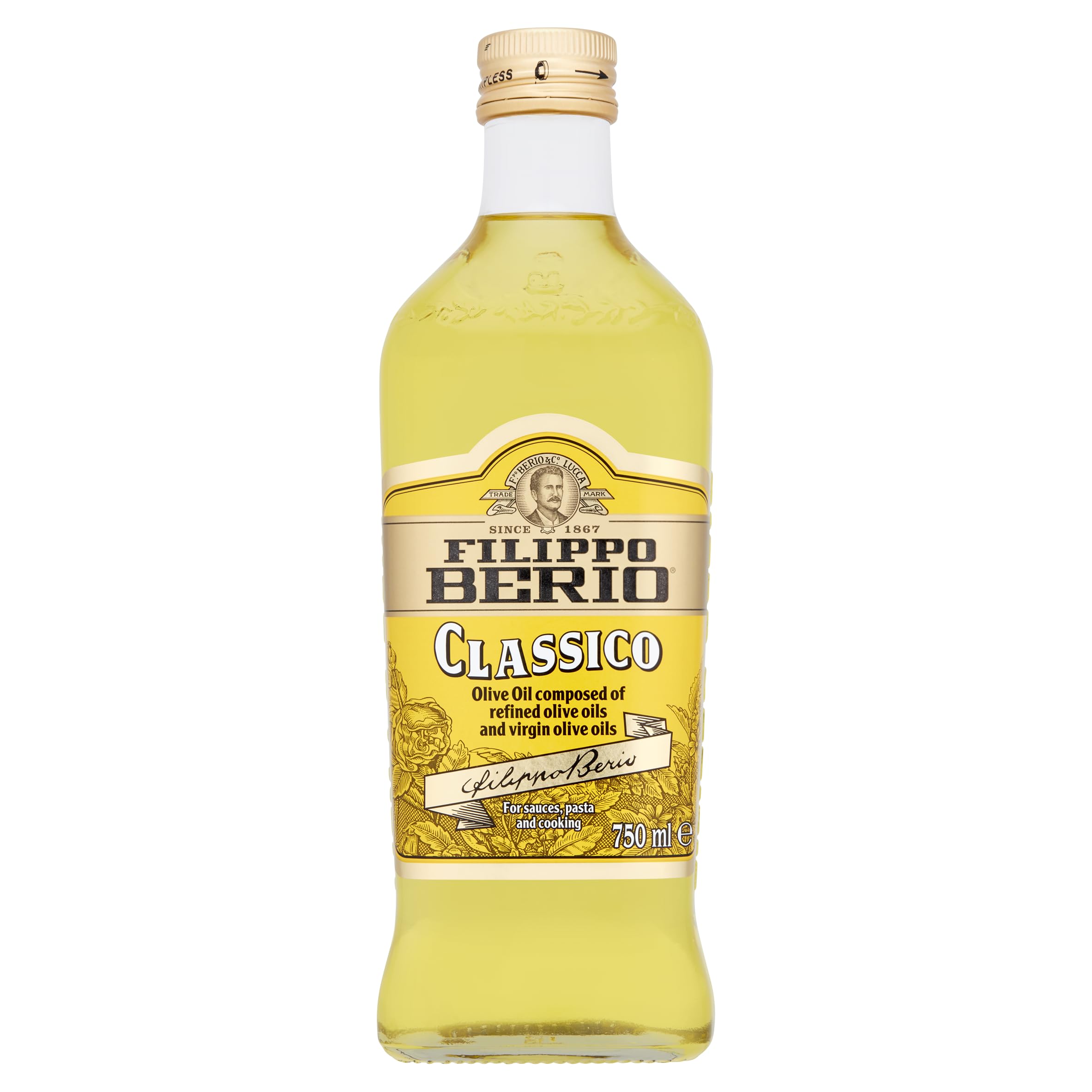 Filippo Berio Classico Olive Oil, Cold Pressed, 750ml Glass Bottle