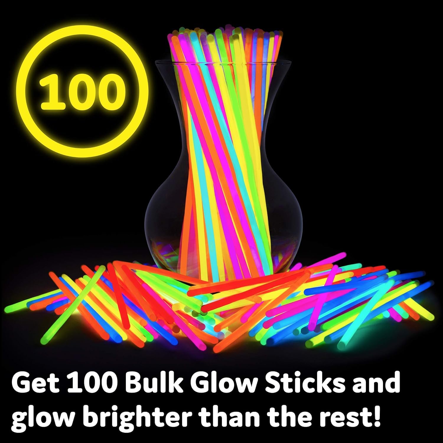 SHATCHI 100Pcs Glow Sticks 8" with Connectors - Neon Party Favors for Halloween, Rave, Birthday, Camping & 80s Themed Events 11