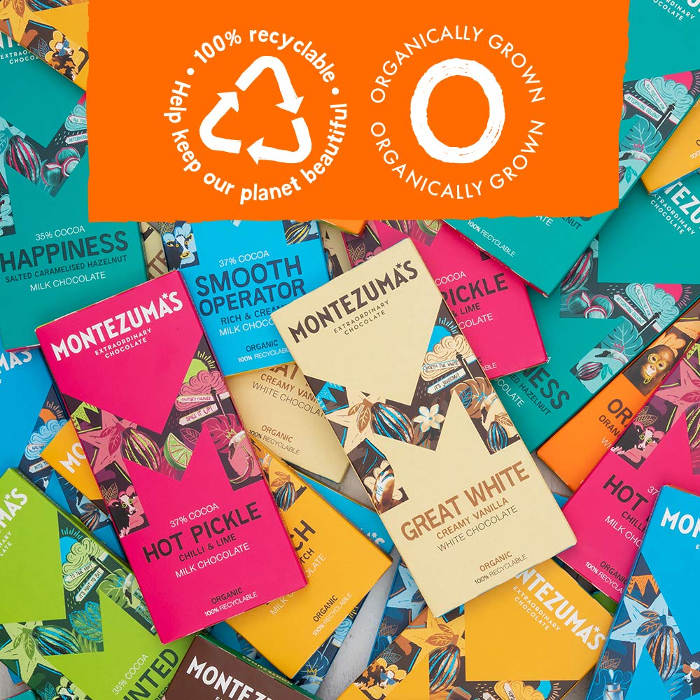 Montezuma - Hot Pickle 37% Cocoa Milk Chocolate with Chilli & Lime, Organic Gluten-Free Bar (90g) 7