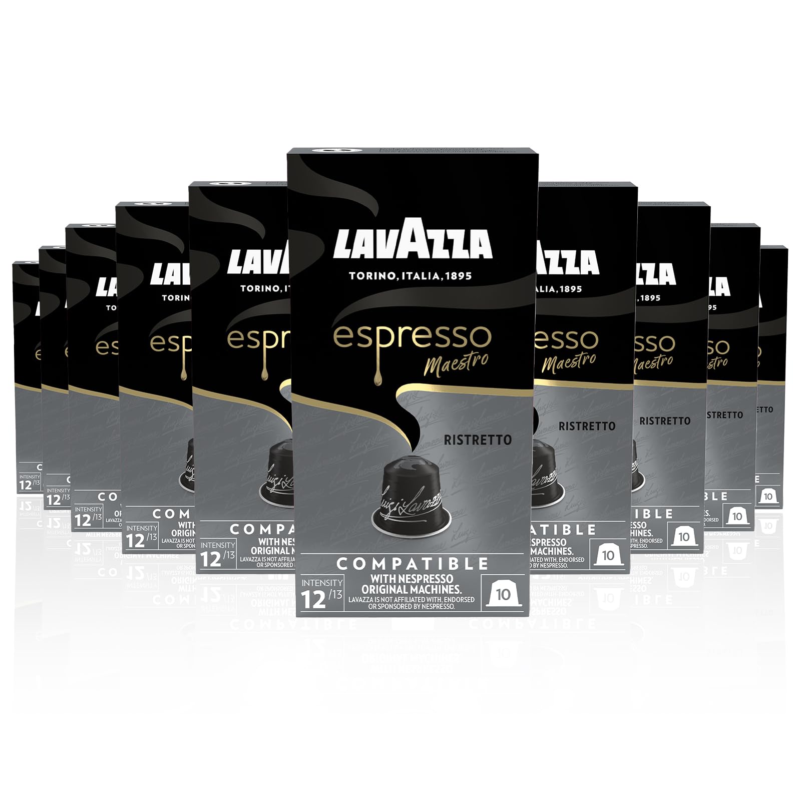 Lavazza Espresso Maestro Ristretto - 100 Aluminum Capsules for Nespresso Original Machines