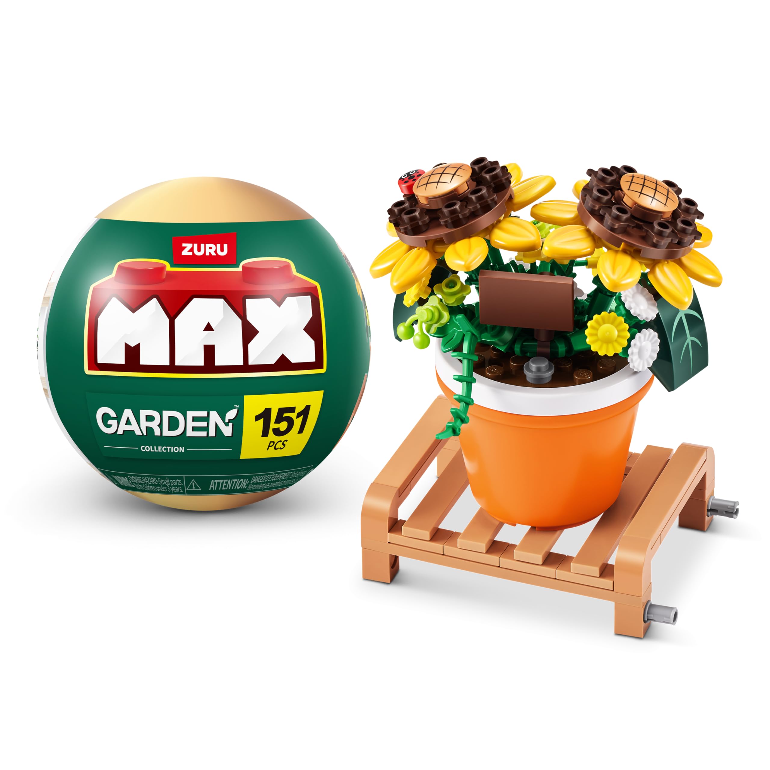 MAX Premium Garden Pot Plants Building Bricks Set - Sunflower Capsule (151 Pieces)