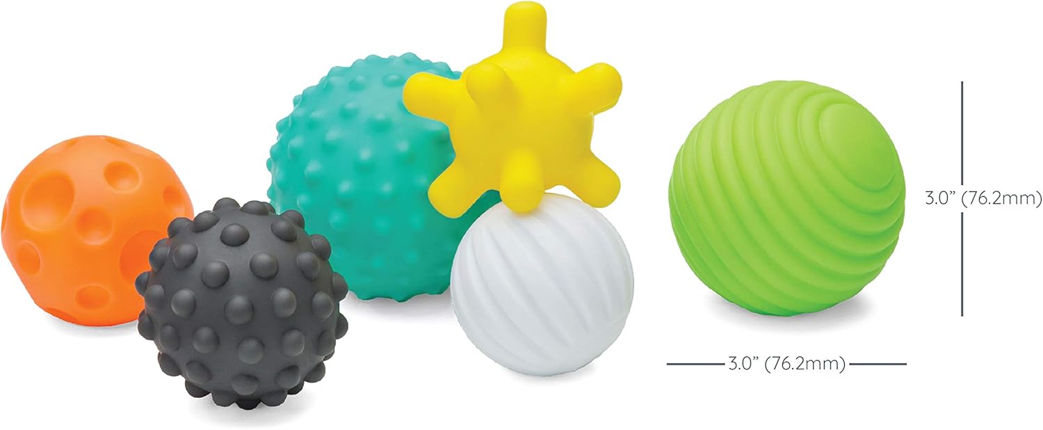 Infantino Textured Multi Ball Set - 6 Easy-to-Grab Sensory Balls for Babies 6 Months+