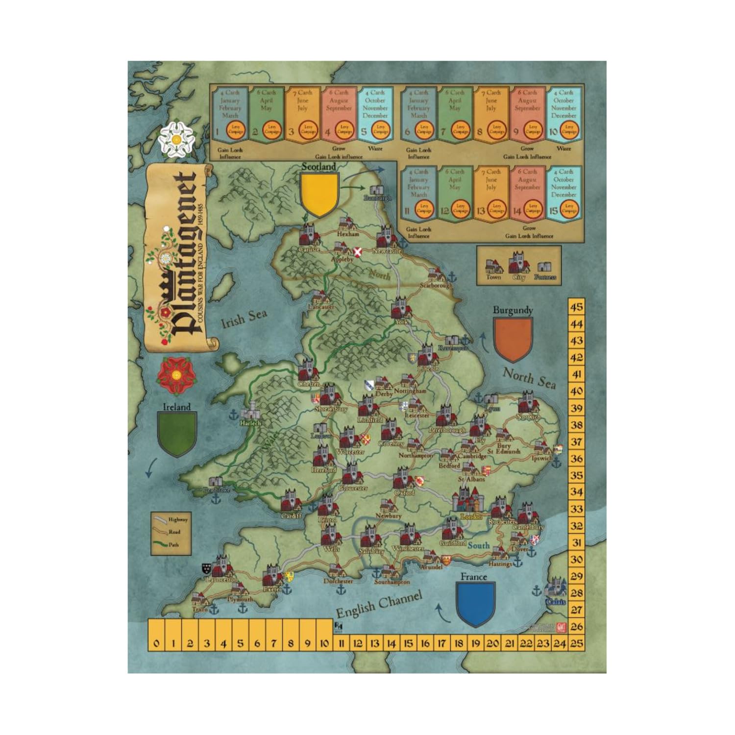 GMT Games Plantagenet - Cousins' War for England 1459–1485 Board Game