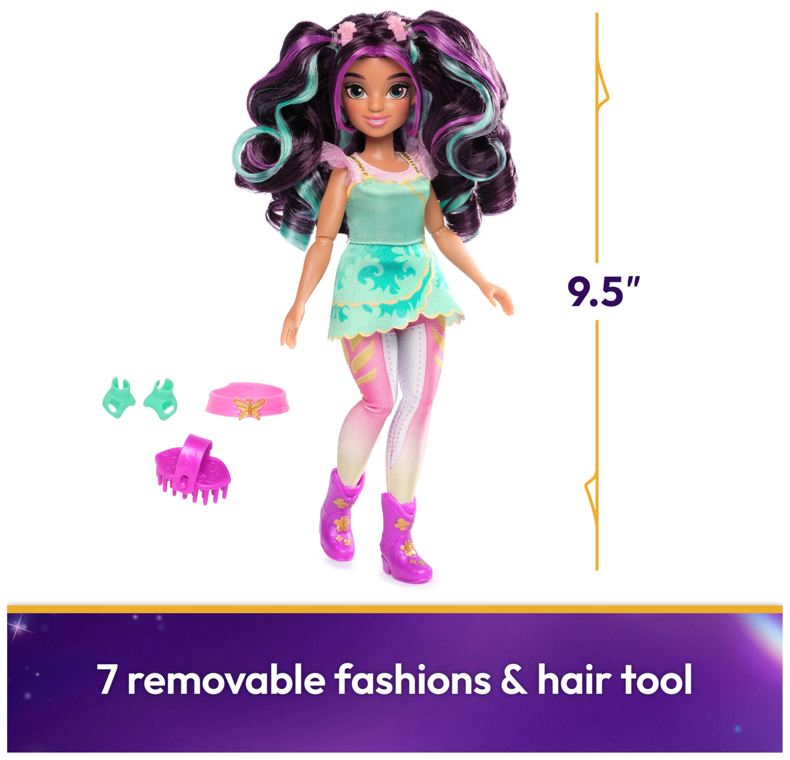 Unicorn Academy Ava Doll with Highlighted Hair, 7 Accessories & Styling Tool | 24.1cm | Ages 4+