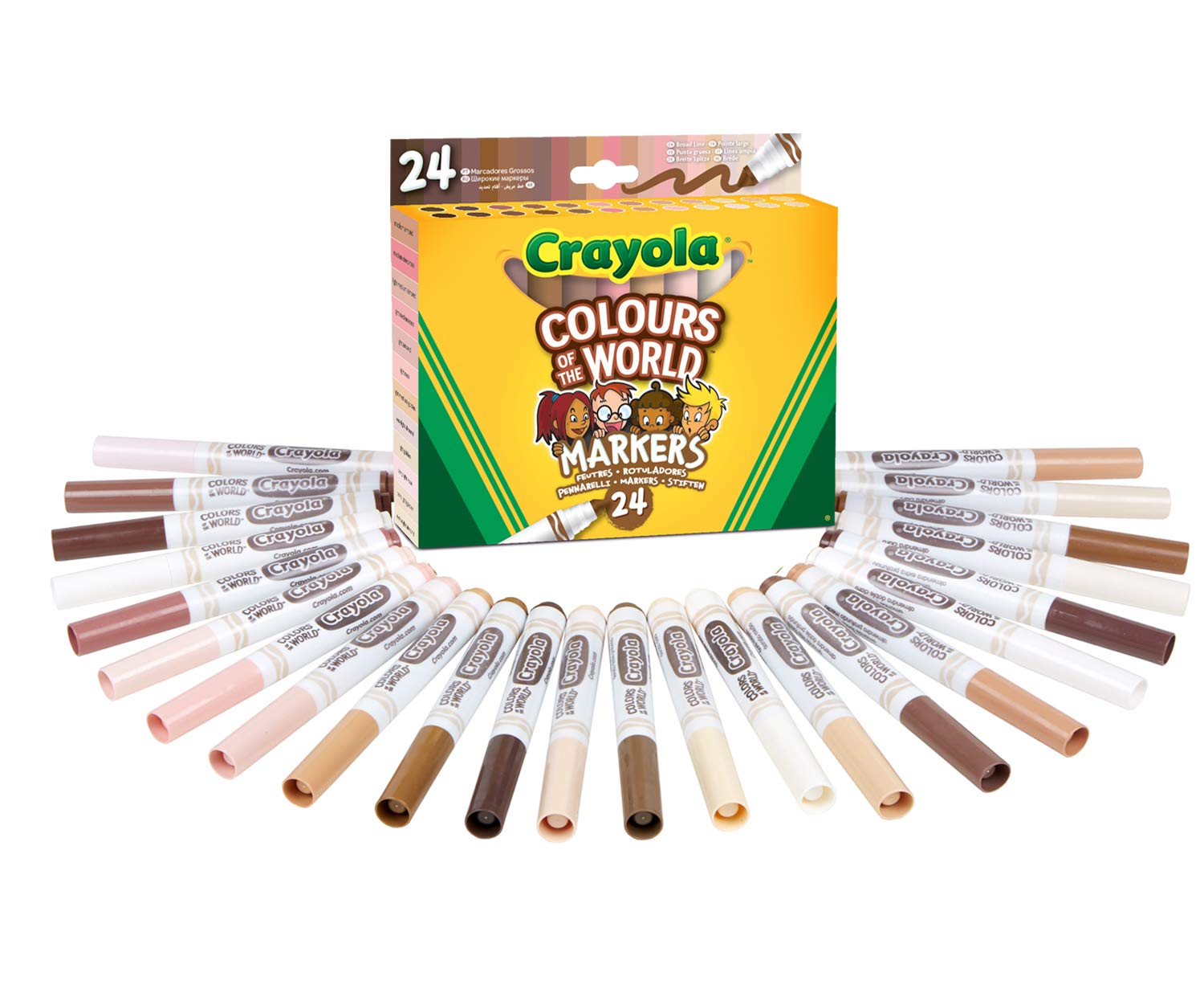 Crayola Colours of the World Washable Markers - 24 Skin Tone Shades for Kids 3+