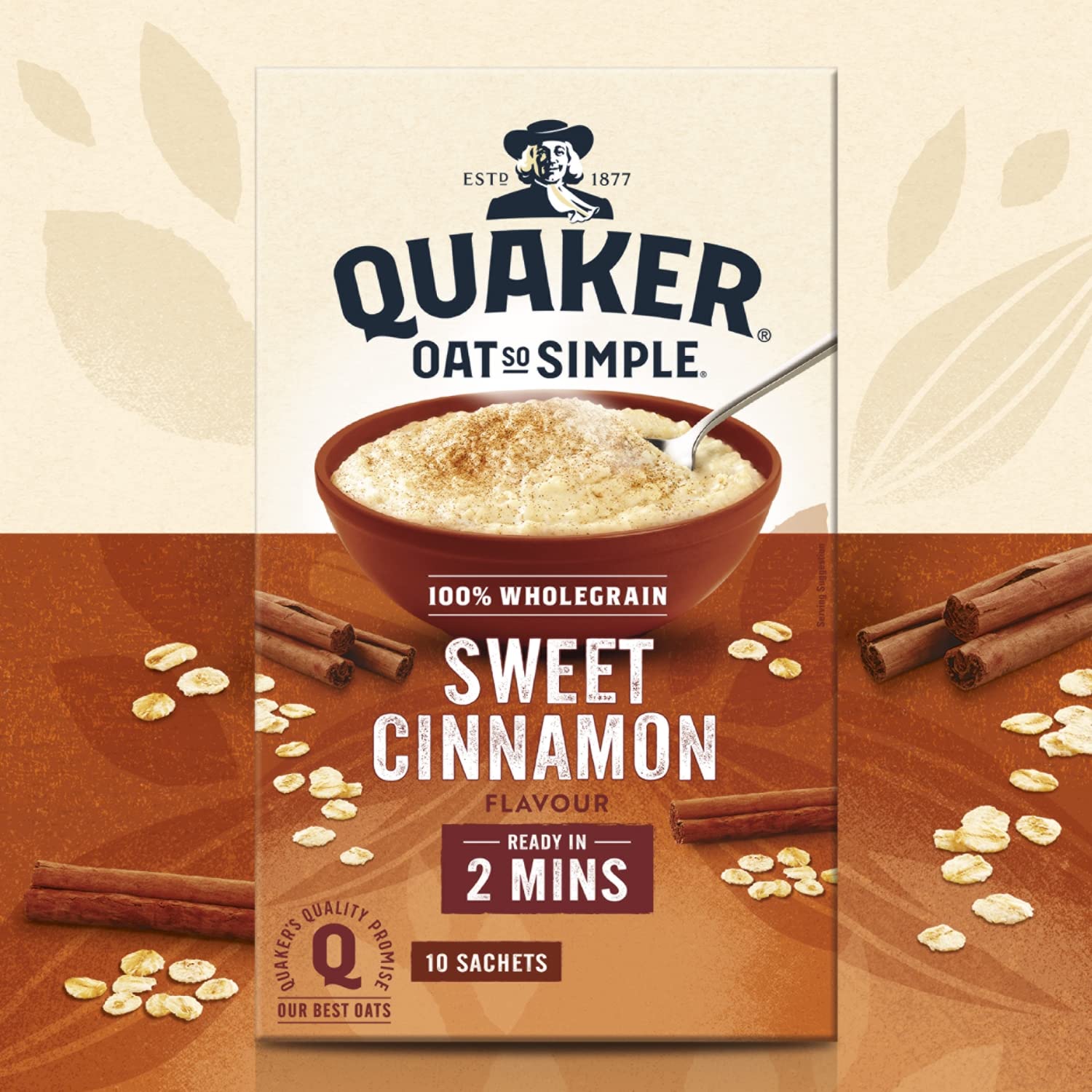 Quaker Oat So Simple Sweet Cinnamon Porridge - 10 Sachets x 33g | Reduces Cholesterol 2