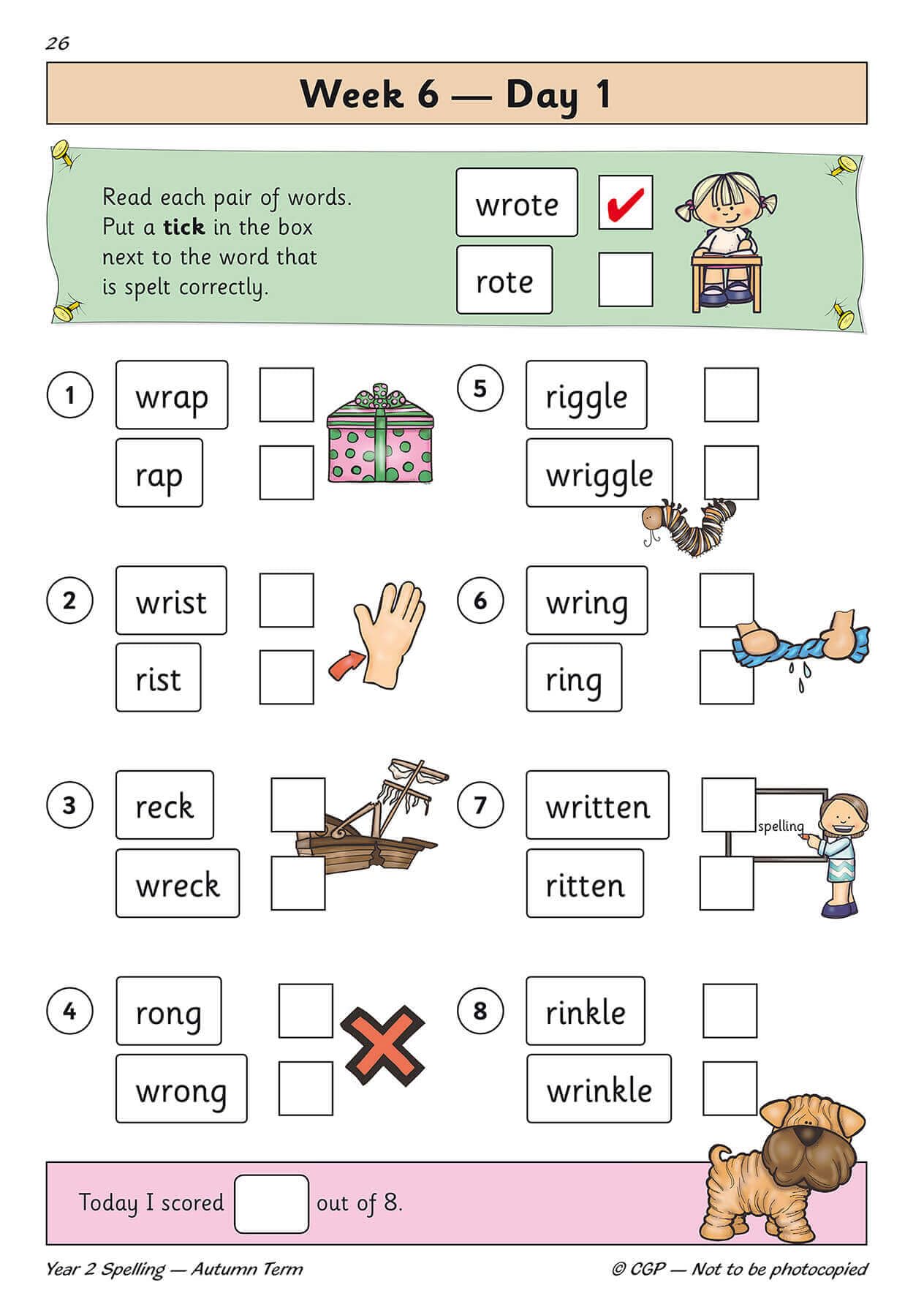 CGP New KS1 Spelling Daily Practice Book - Year 2 Autumn Term Study Aid | Paperback | English