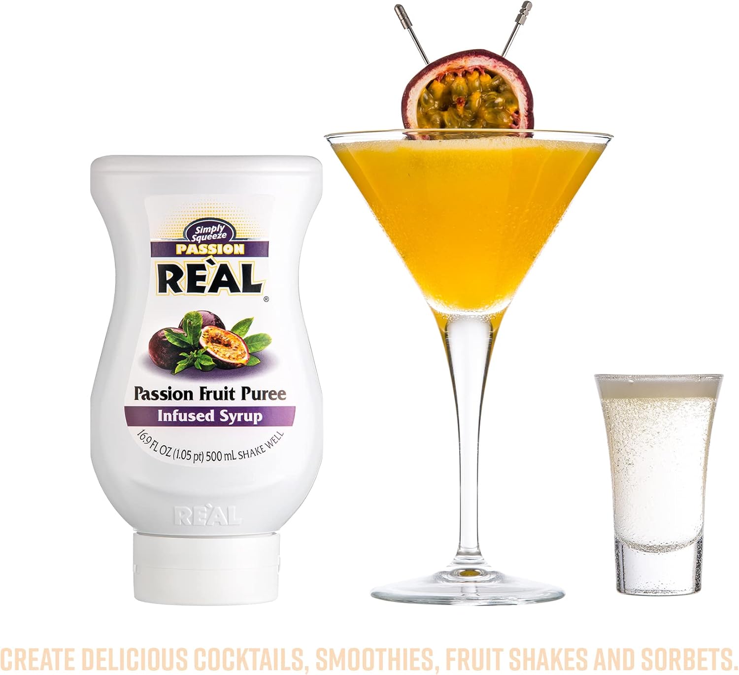 RE"AL Syrups Passion Fruit Puree Infused Fruit Syrup for Cocktails, Cooking & Baking 6