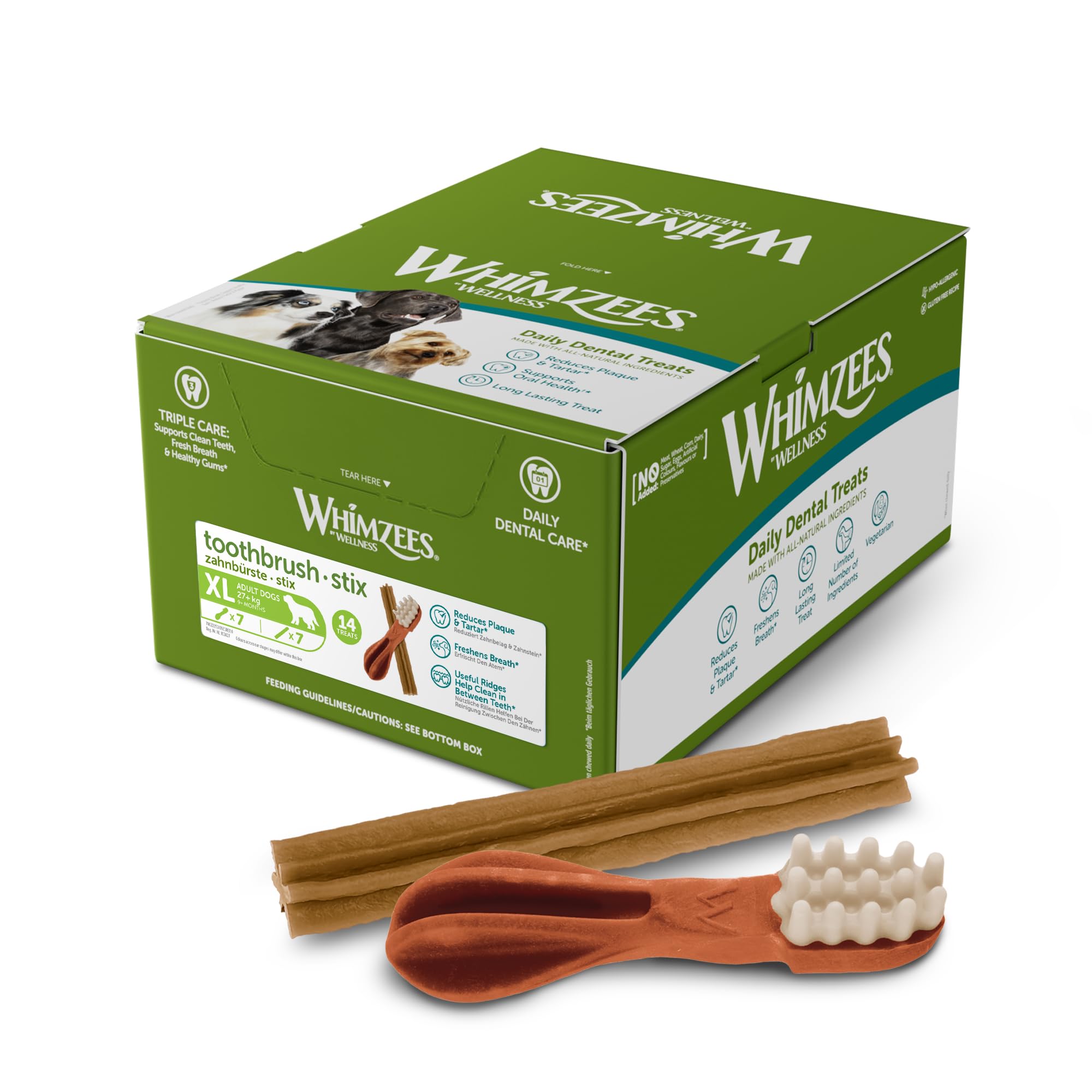 WHIMZEES Dental Sticks - XL Size, Variety Box, 14 Count | Triple Care Oral Health | Grain-Free 1