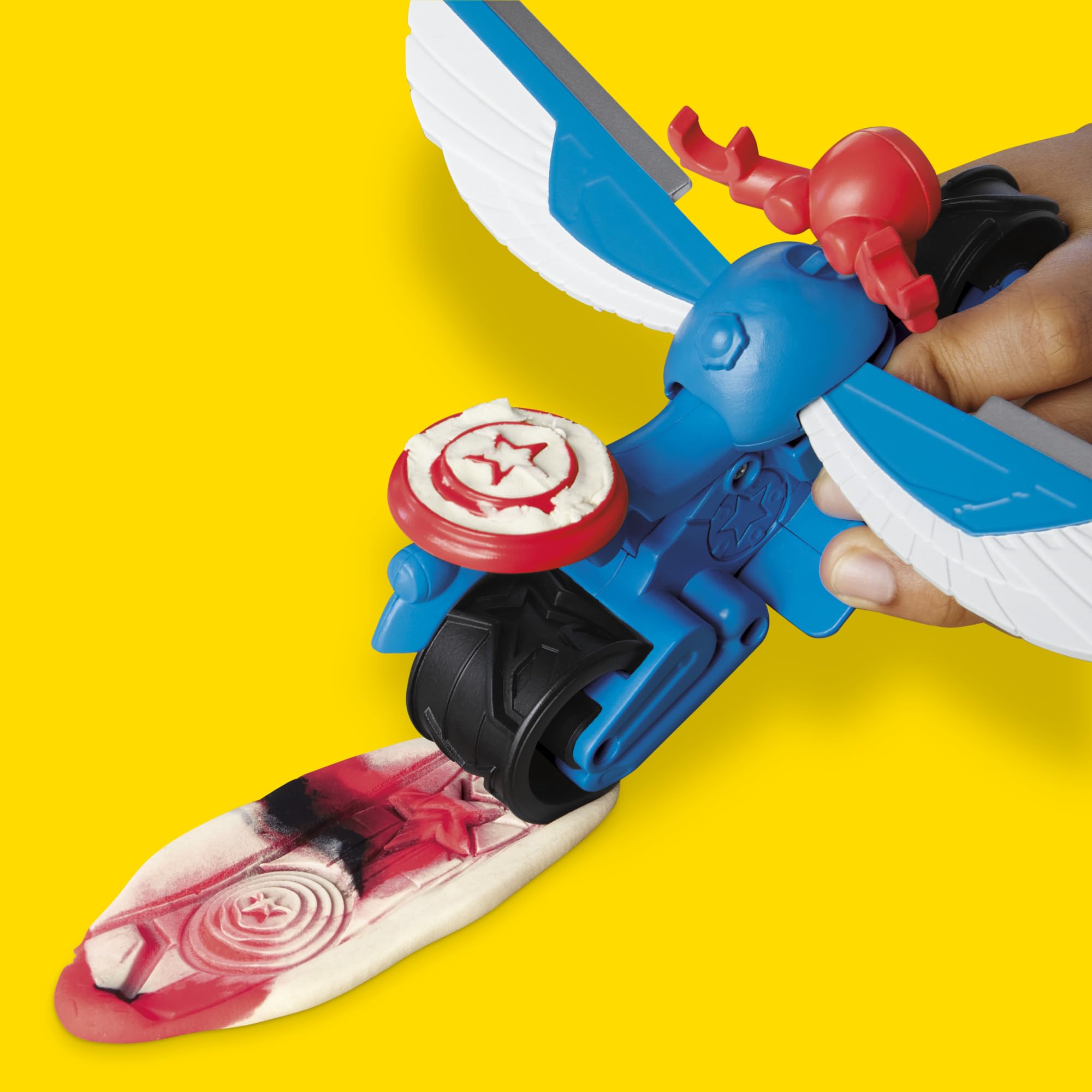Play-Doh Marvel Captain America Moto-Slicer Playset - Bendy Figure, Motorbike Tool & 3 Tubs, Ages 4+ 7