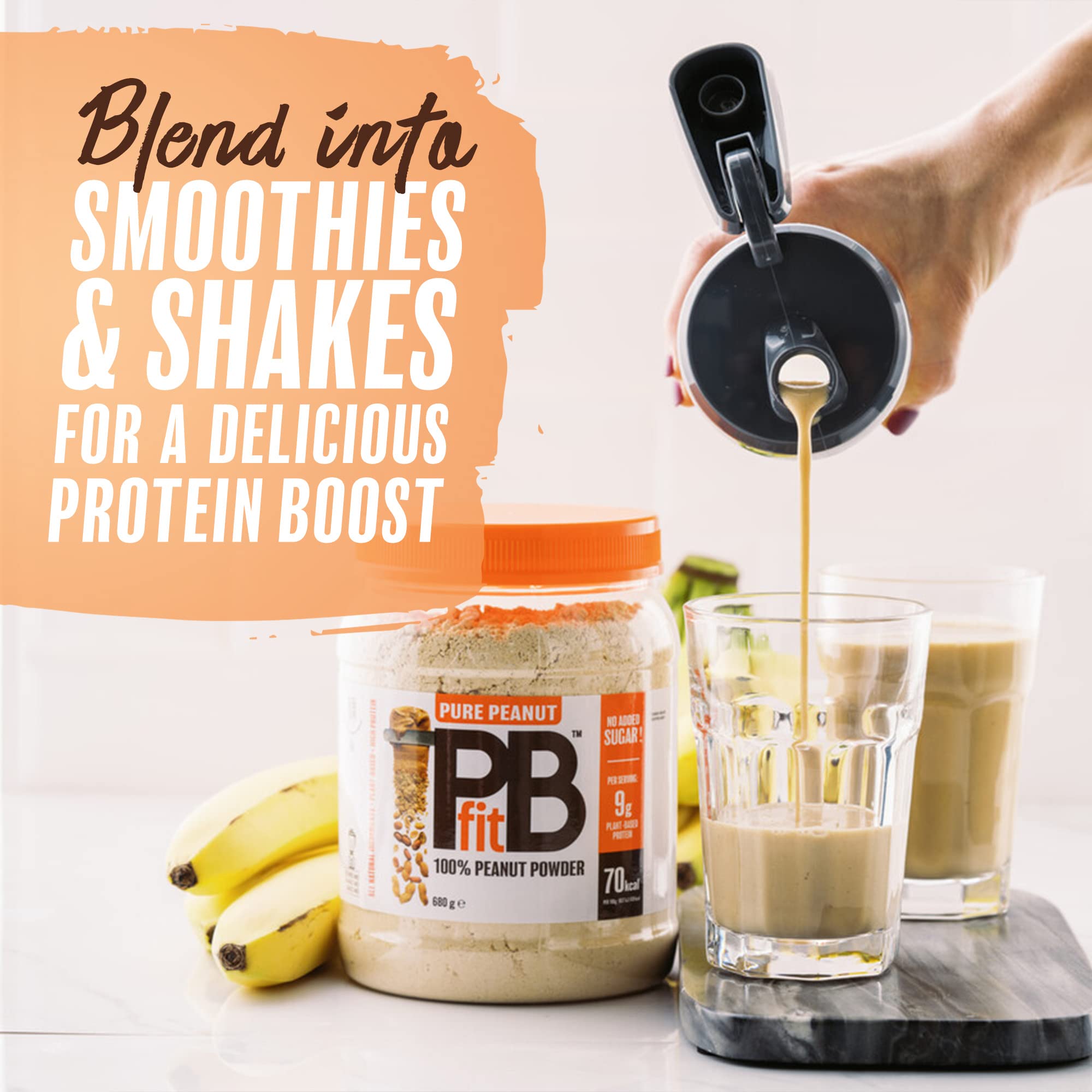 PBfit Pure Peanut Powder - No Added Sugar, 9g Plant Based Protein, 82% Less Fat 3