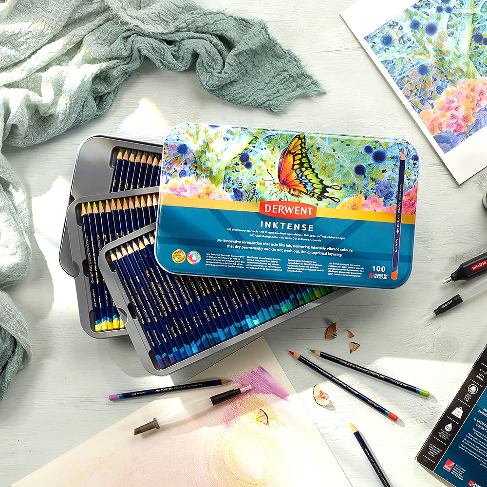 Derwent Inktense Watercolour Pencils - 100 Colours | 4mm Core | Water Soluble 5