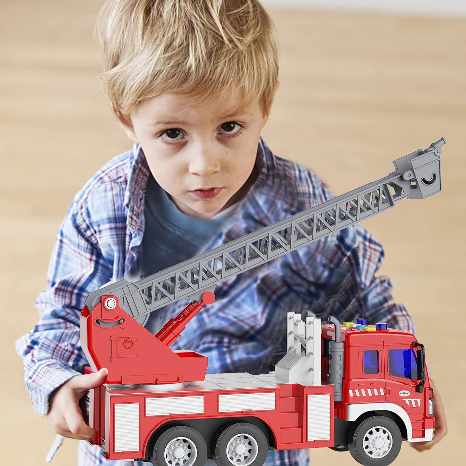 GizmoVine Fire Engine Toy - 1:16 Scale Light-Up & Sound Fire Truck for Toddlers 2-5 Years 6