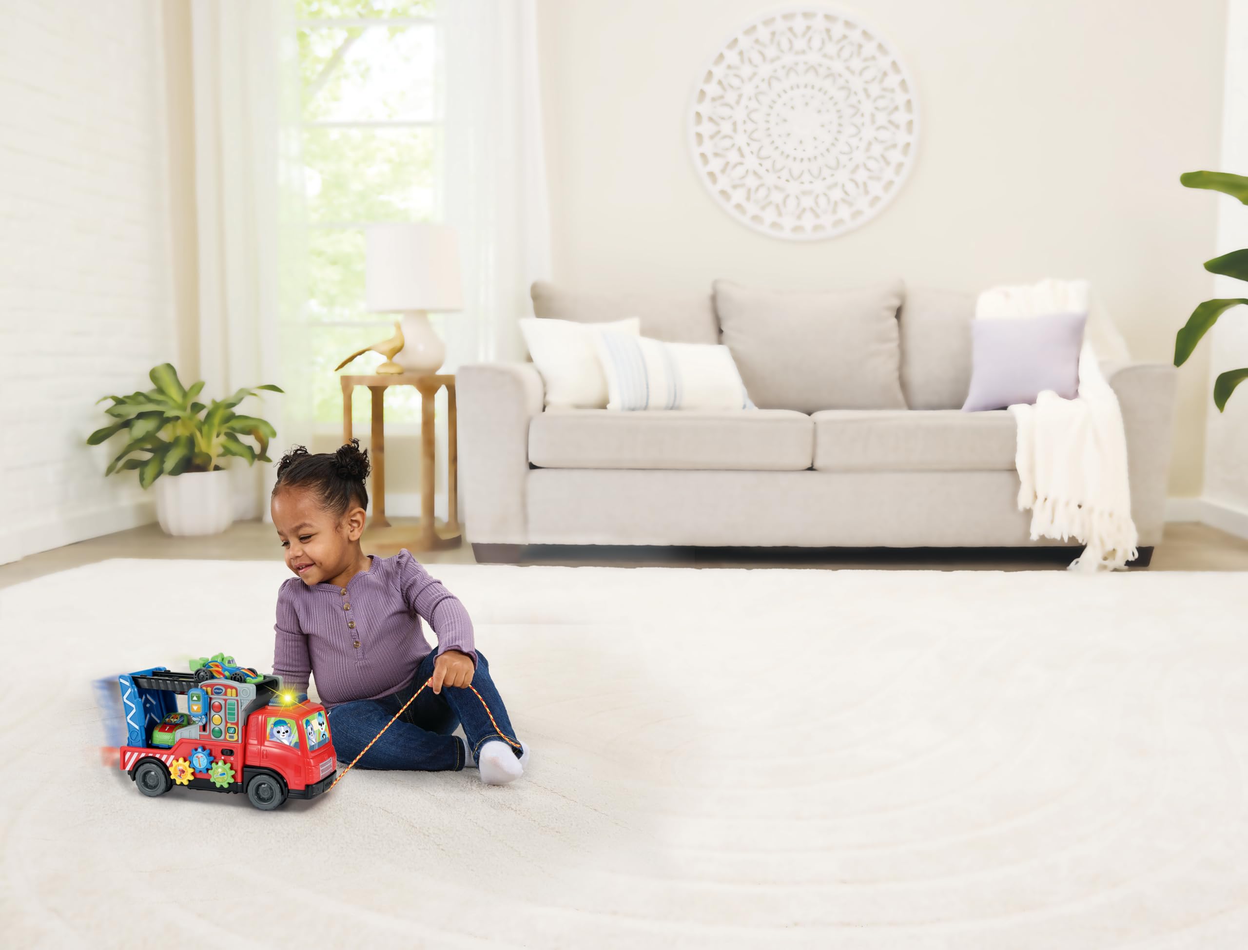 VTech Road Rescue Car Carrier - Interactive Vehicle Playset with 55+ Sounds & Learning Features