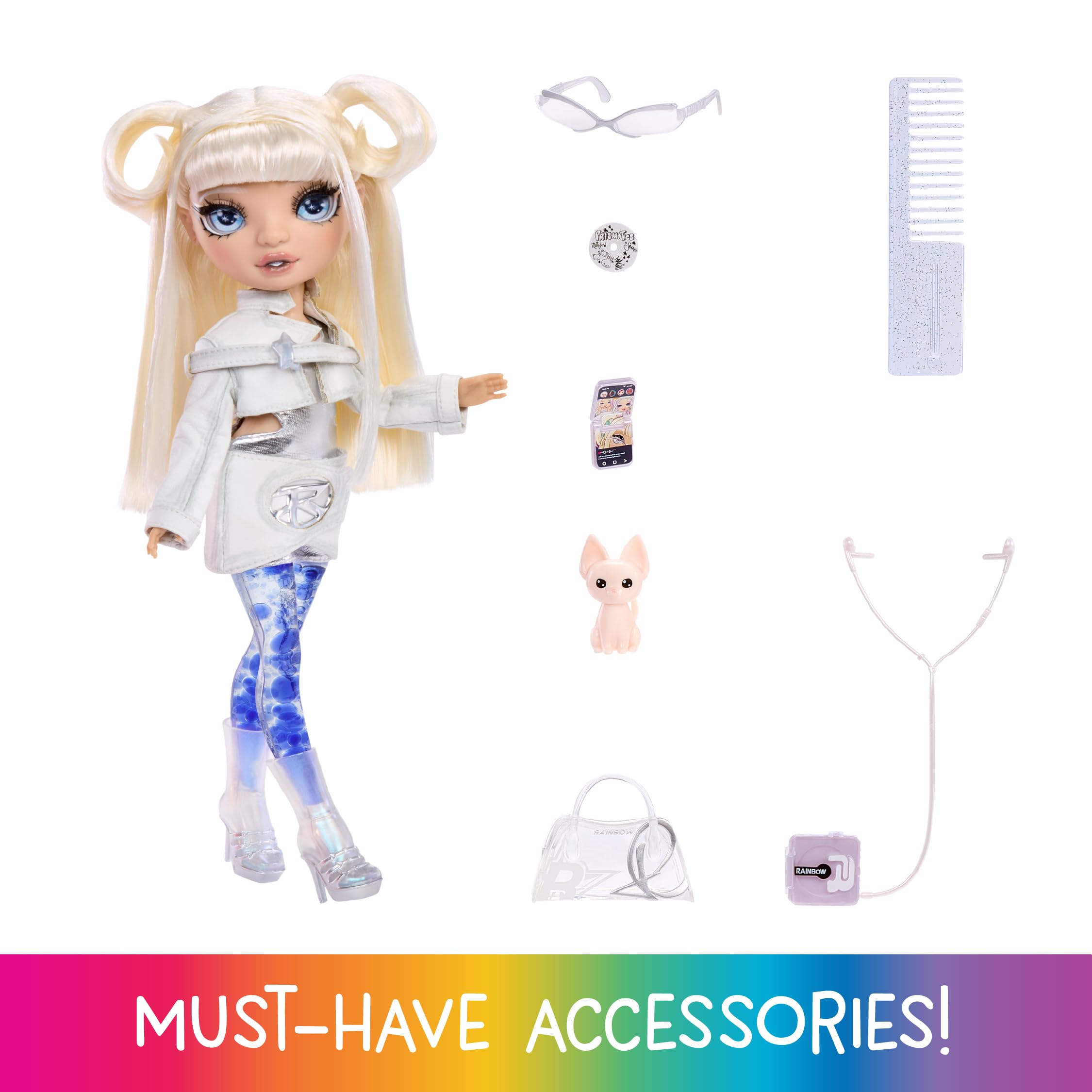 Rainbow High Whitney Sparkle & Shine Fashion Doll - 28cm White Hair with Magic Bubbles in Legs 4