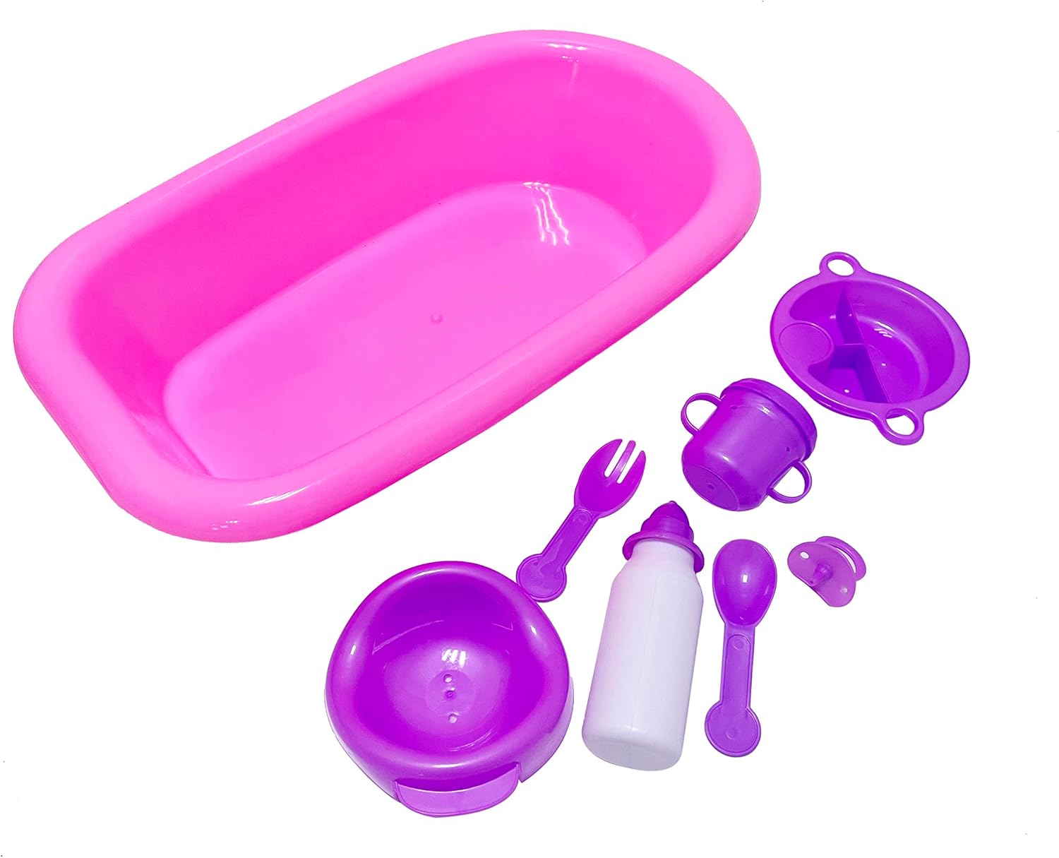 Ram® 8-Piece Kids Pretend Play Baby Doll Bath and Bottle Playset - Ages 3+ 3