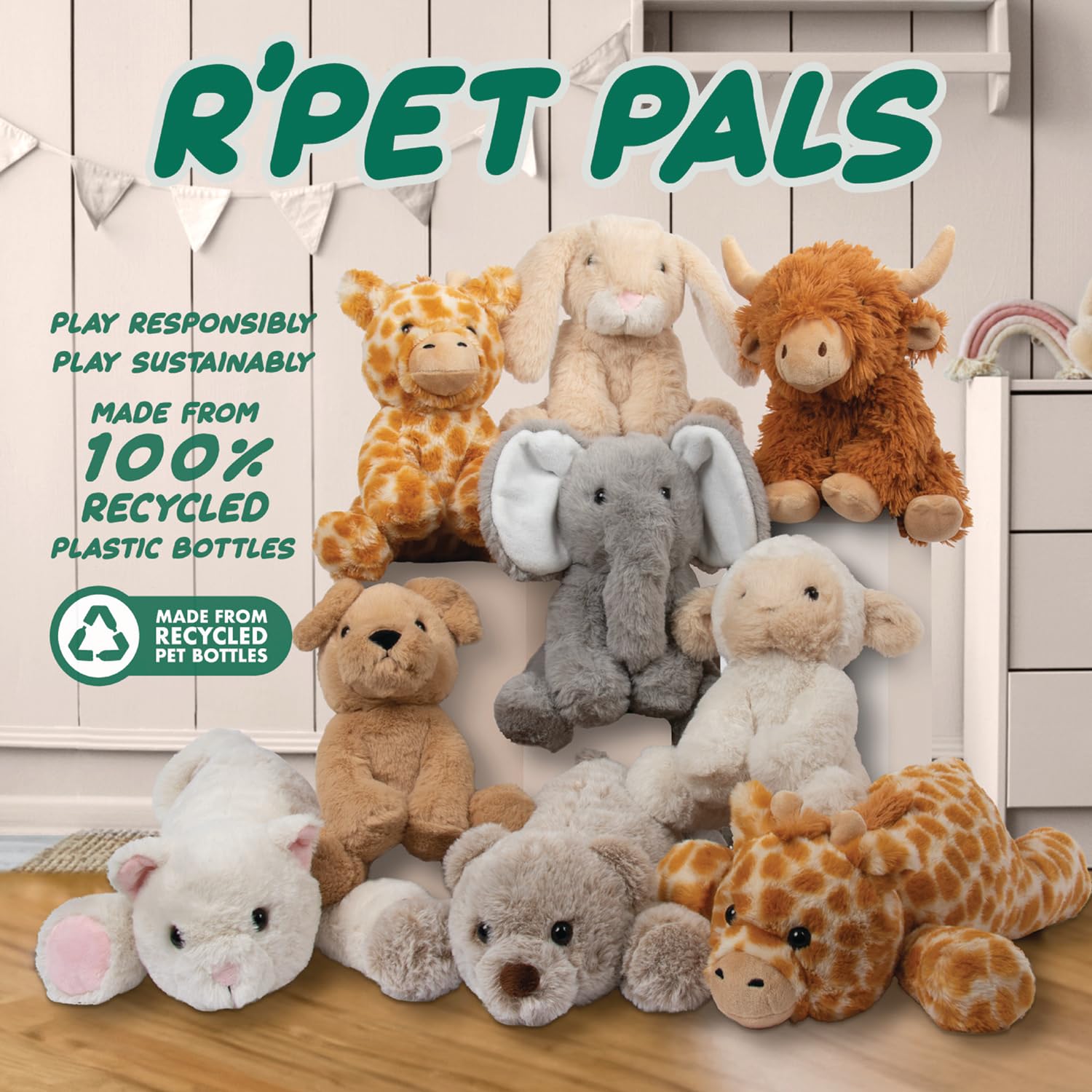 Lesser & Pavey Rpet Pals Ellie Sit Elephant Teddy For Kids | Made Up of Rec 10