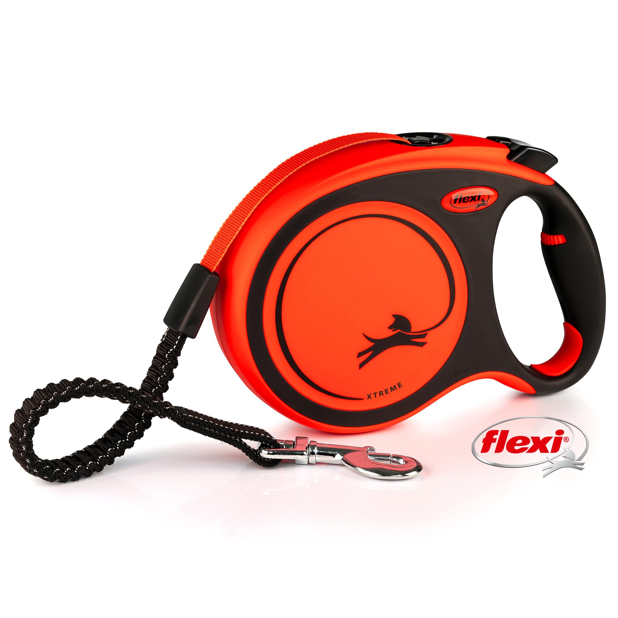 flexi Xtreme Retractable Lead - Robust, Bite-Resistant Tape | Size L, 8M Length | Orange/Black