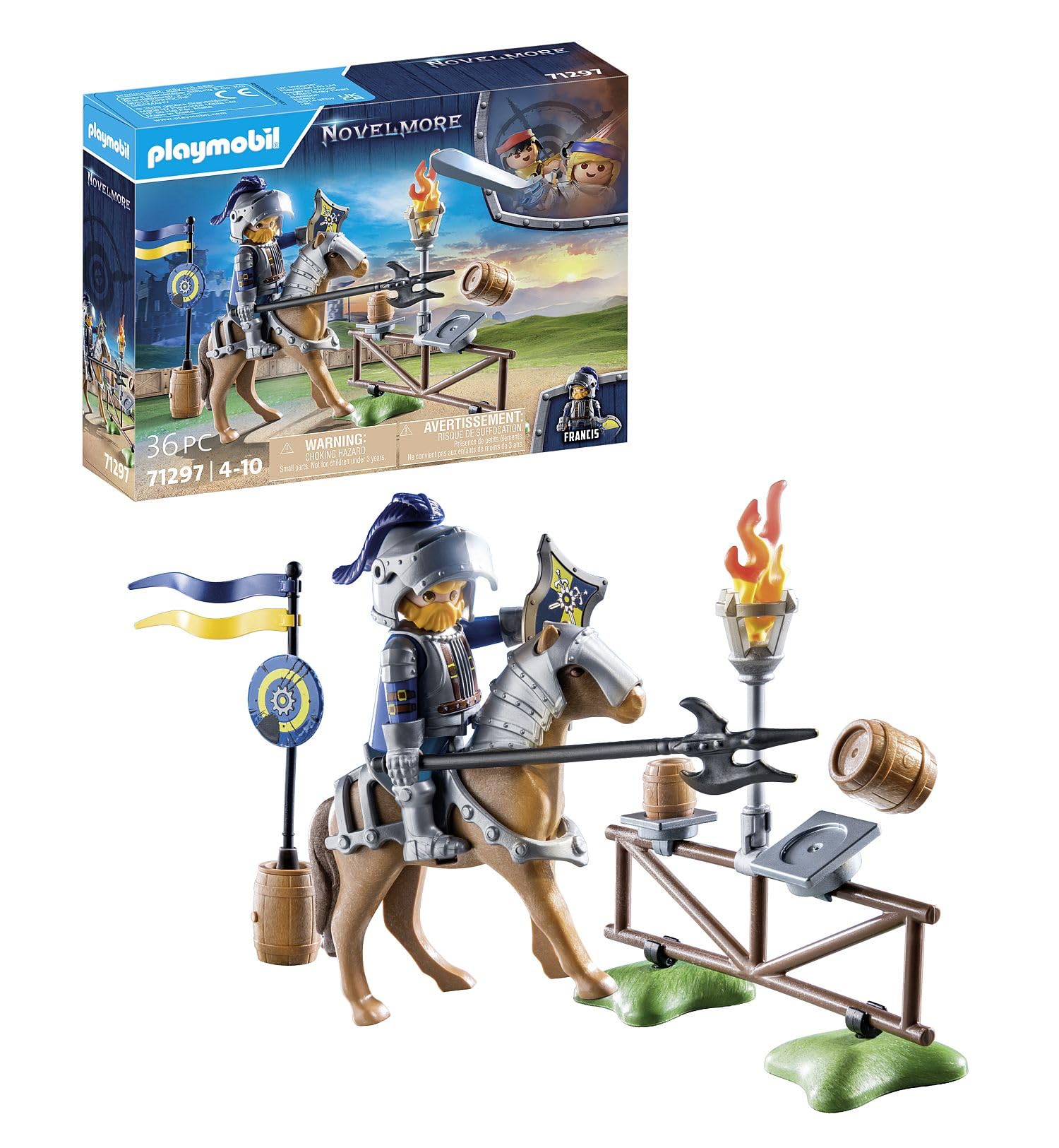 Playmobil 71297 Novelmore Medieval Jousting Area Playset - Knight Training with Horse and Castle, Ages 4+