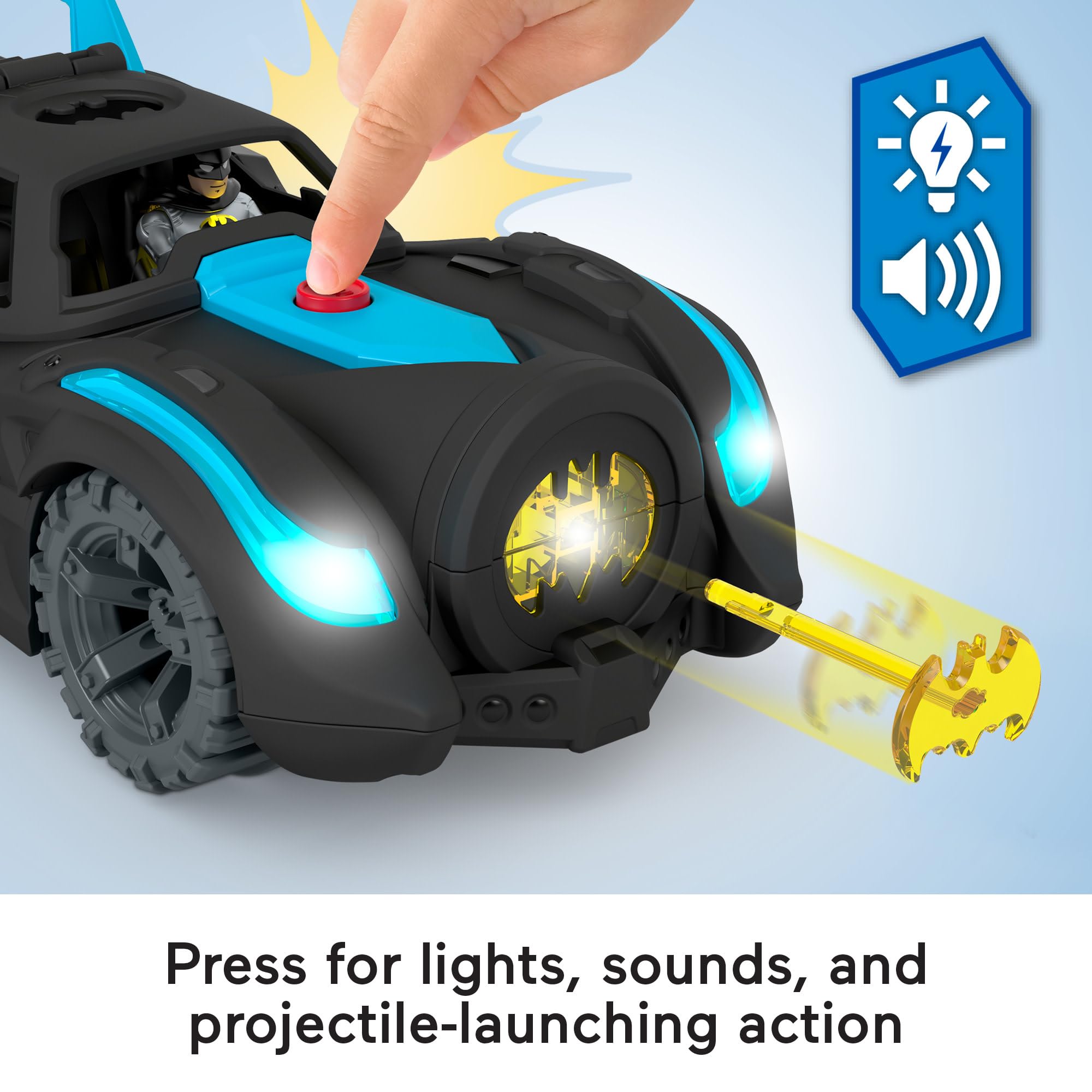 Fisher-Price Imaginext DC Super Friends Batmobile with Lights, Sounds & Projectile - Action Playset for Kids 6