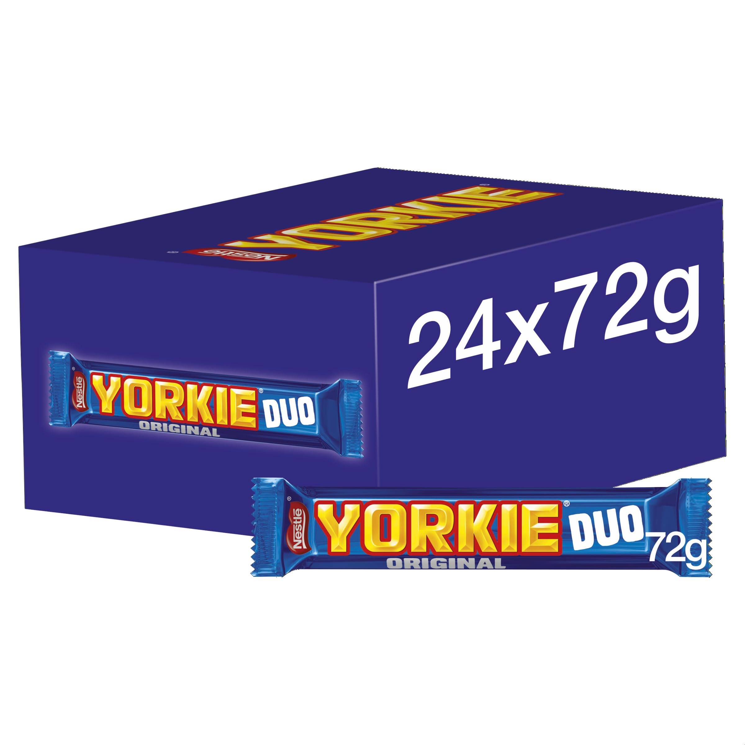 Yorkie Duo Milk Chocolate Bars 72g (Pack of 24) - Creamy Smooth Chunky Chocolate