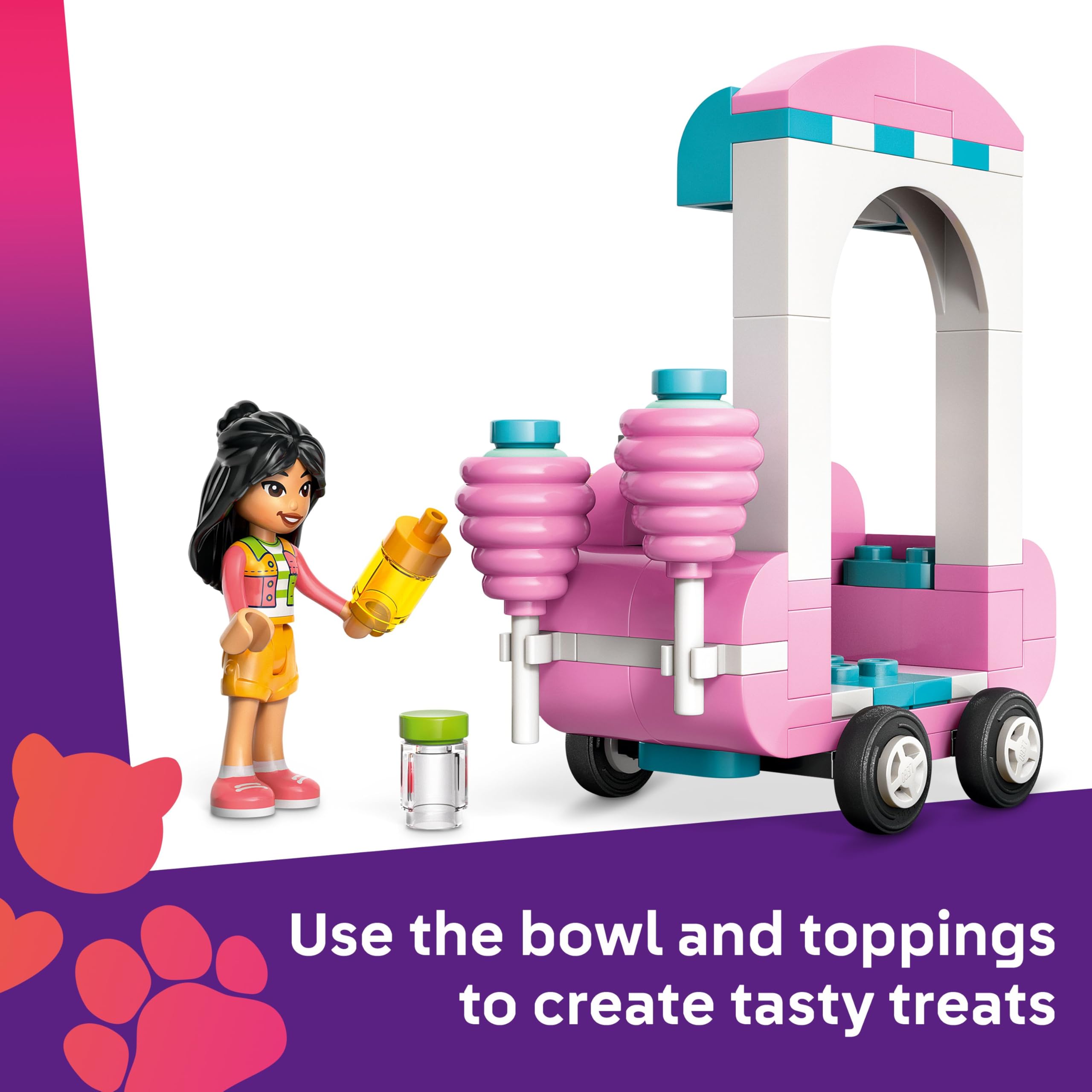 LEGO Friends Candyfloss Stand and Scooter Toy - Building Set with 2 Mini Dolls & Mascot, 110 Pieces 4