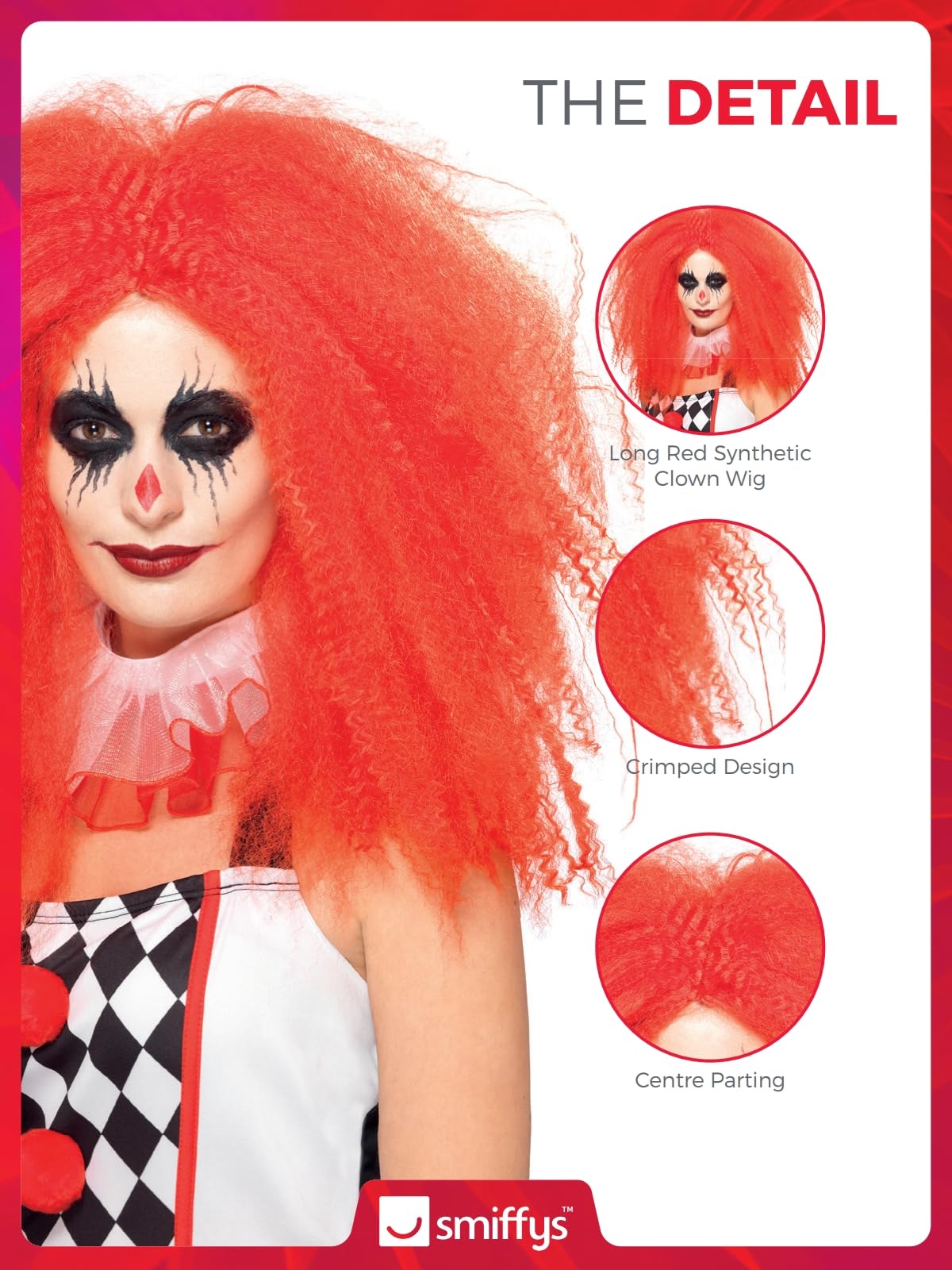 Smiffys Red Crimped Clown Wig for Women 5