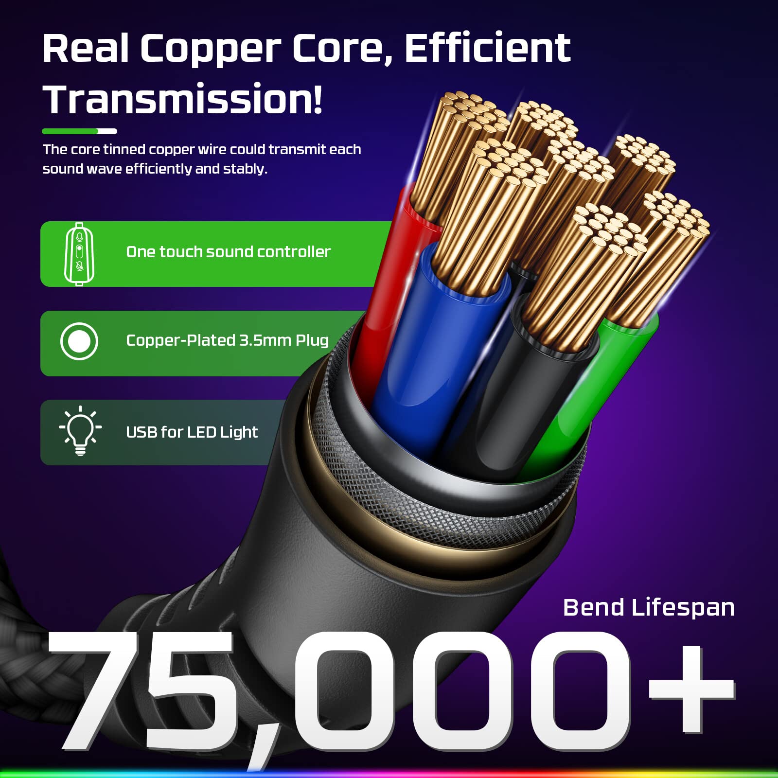 Fachixy FC-100 Gaming Headset for PS4, PS5, PC, Xbox One, Switch - RGB Lighting, 50mm Drivers, Noise-Canceling Mic 7