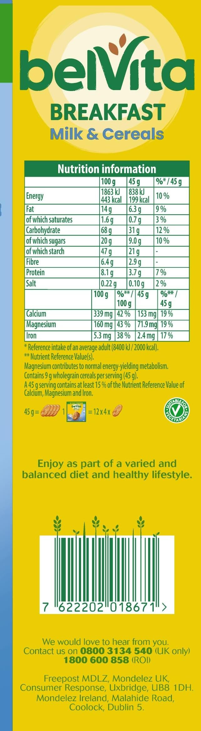 Belvita Breakfast Biscuits Milk & Cereals, a Source of Fibre, 12 x 45 g Bis 4