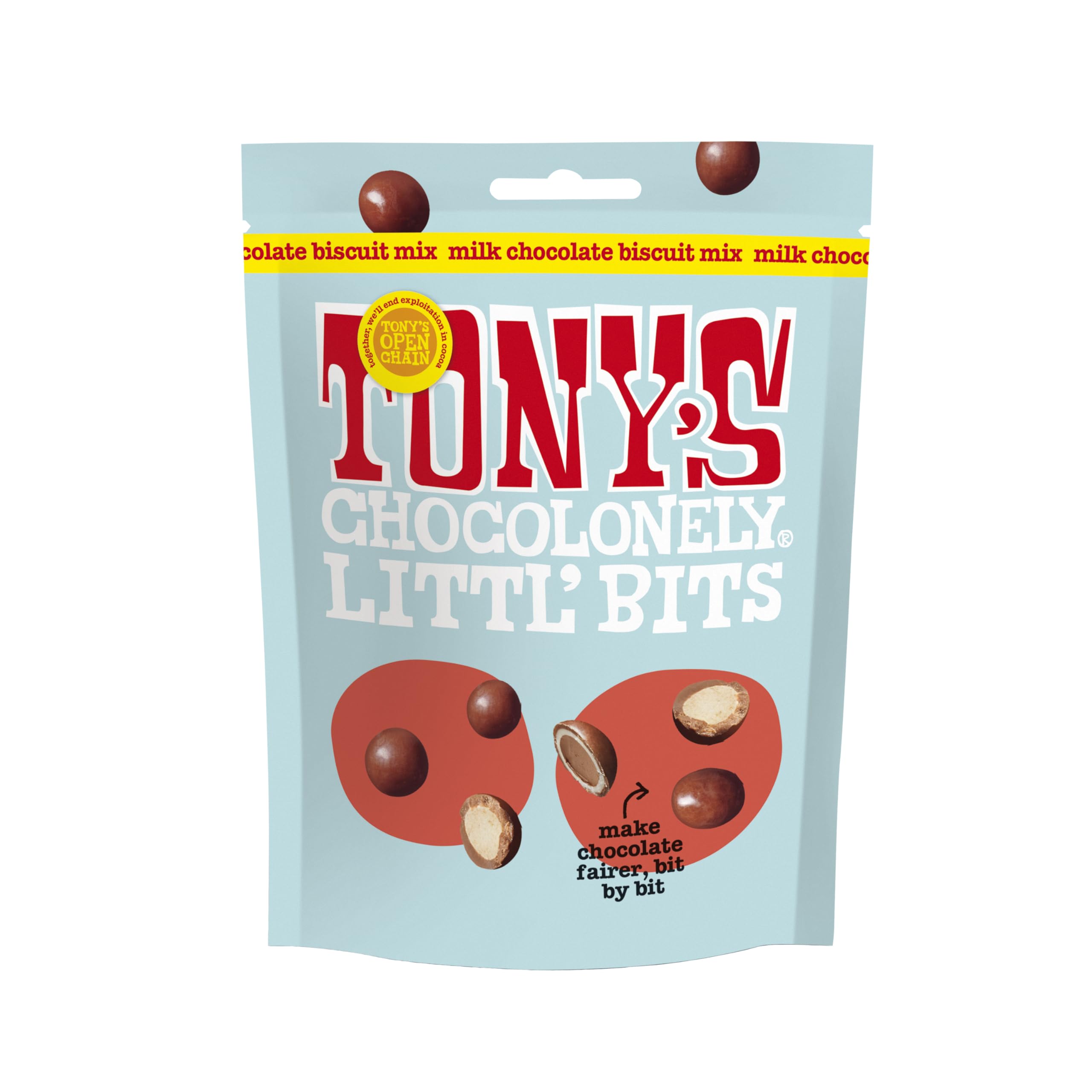 Tony's Chocolonely Littl’ Bits Chocolate Mix Balls - Mini Milk & White Chocolate with Biscuit