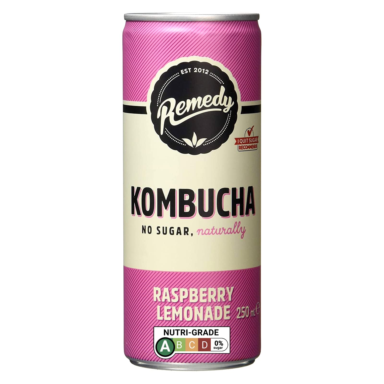 Remedy Raspberry Lemonade Kombucha - No Added Sugar | Organic Acids | 250ml Can 1