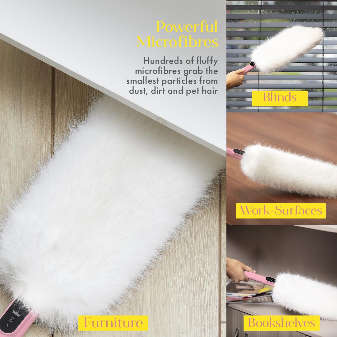 Swan - 2-in-1 Ultra-Fine Microfibre Duster with Super Soft Microfibres, Flat & Tubular Design, Pink 8