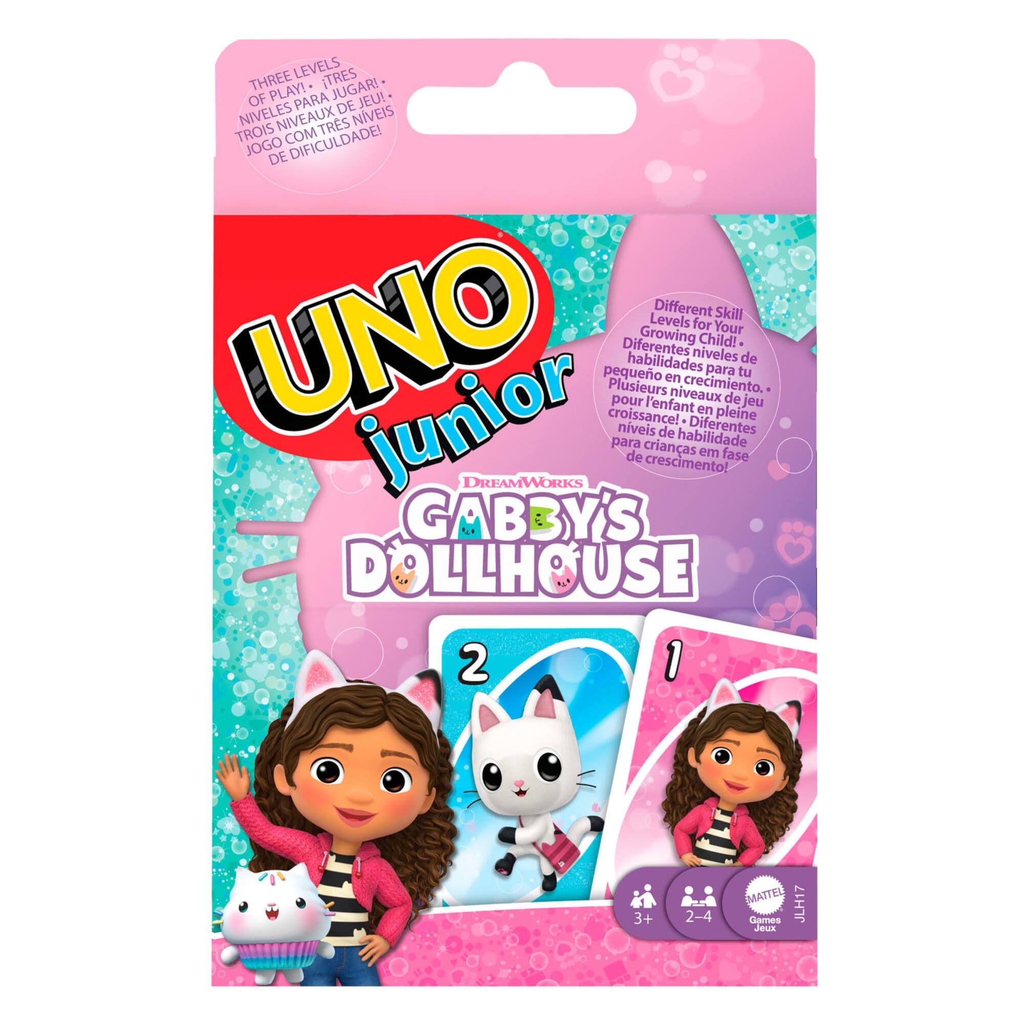 Mattel Games UNO Junior Gabby's Dollhouse Card Game for Kids and Family