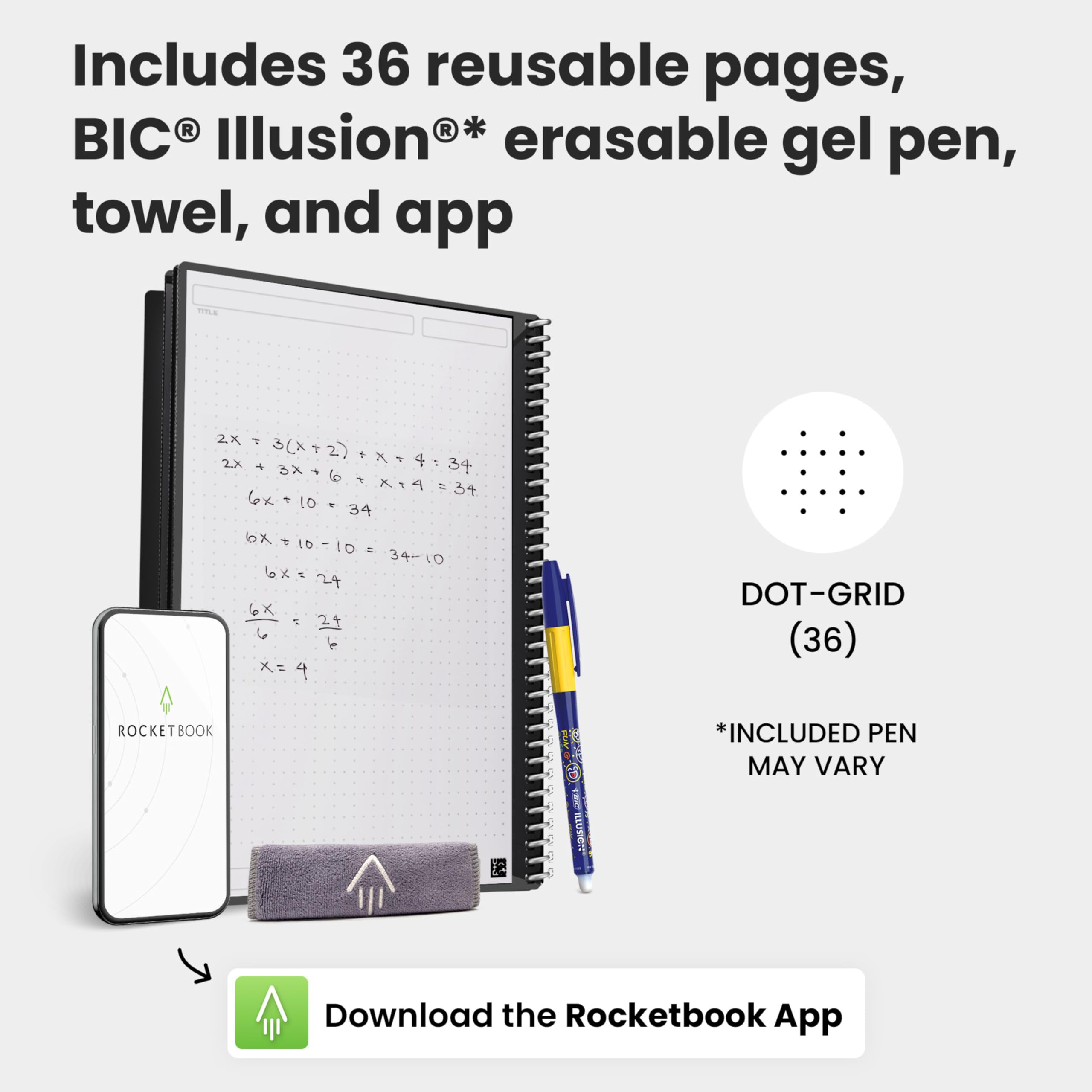 Rocketbook Core Reusable Spiral Notebook - Executive Size 15 x 22.4 cm | Black | 36 Pages 5